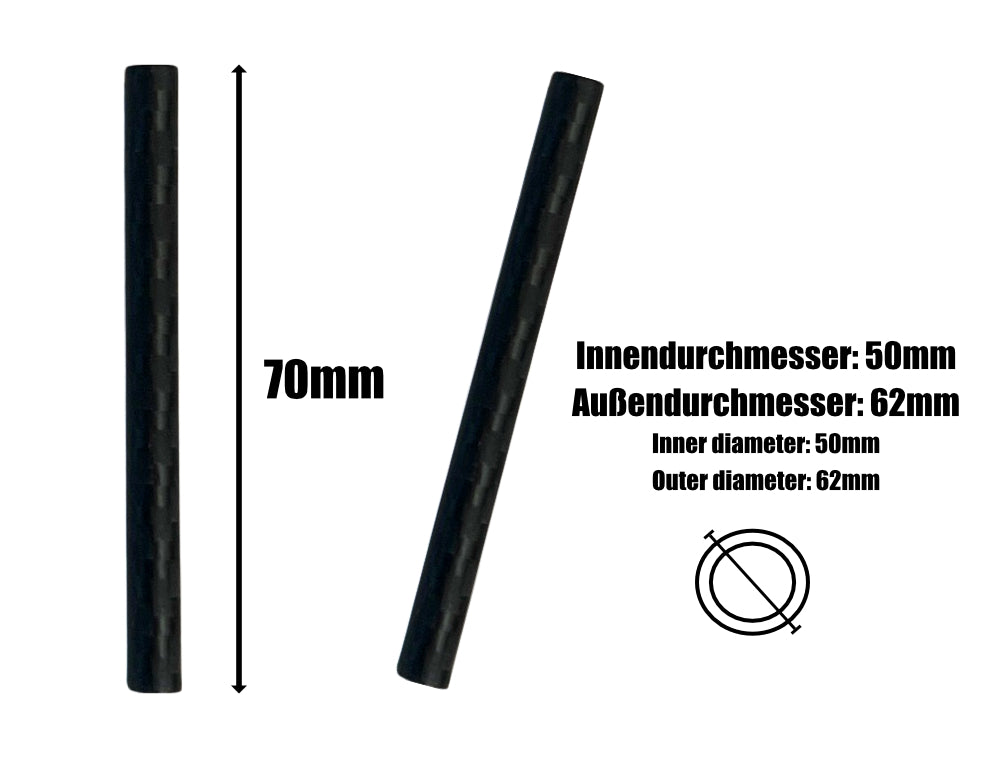 Black tube made of carbon - pull tube - stable, light, elegant - length 70mm