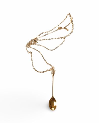 Elegante mini-lepel hanger met 45 cm gouden ketting