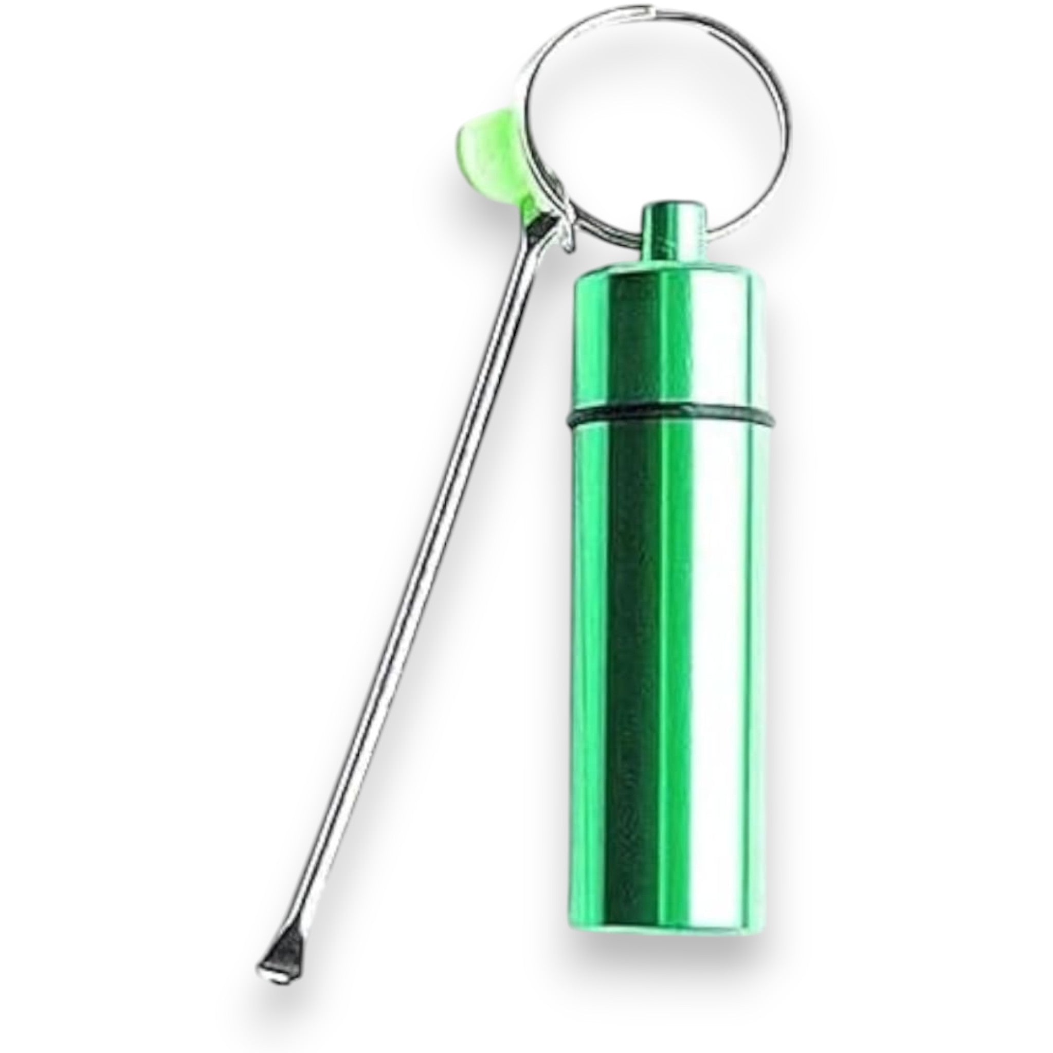 Boîte à pilules en aluminium compacte verte avec porte-clés – Toujours à portée de main !