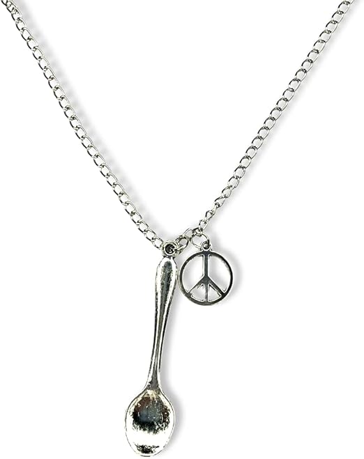 Mini cuchara colgante charm con cadena – Plata/Paz