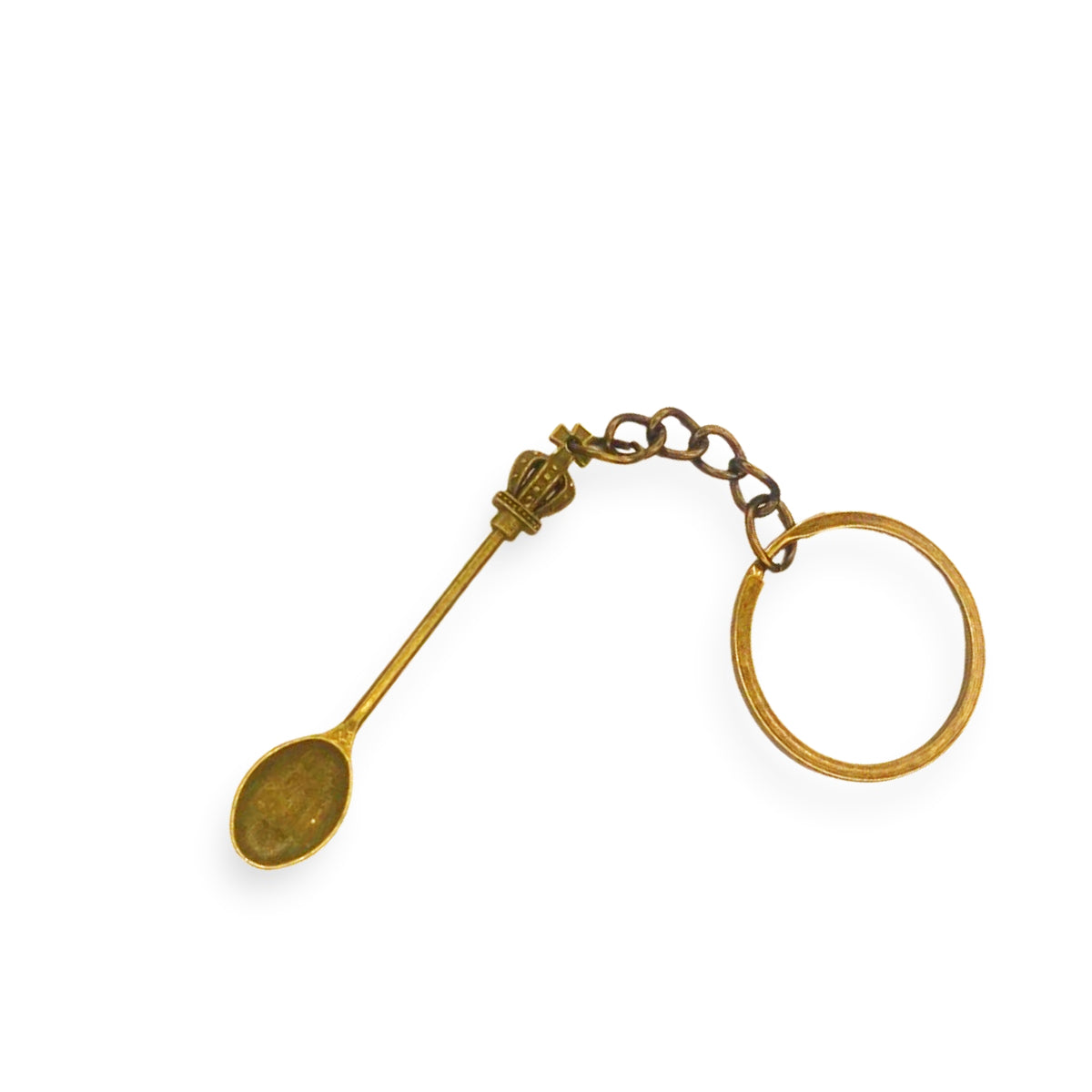 Mini spoon pendant charm keychain with crown spoon in brass