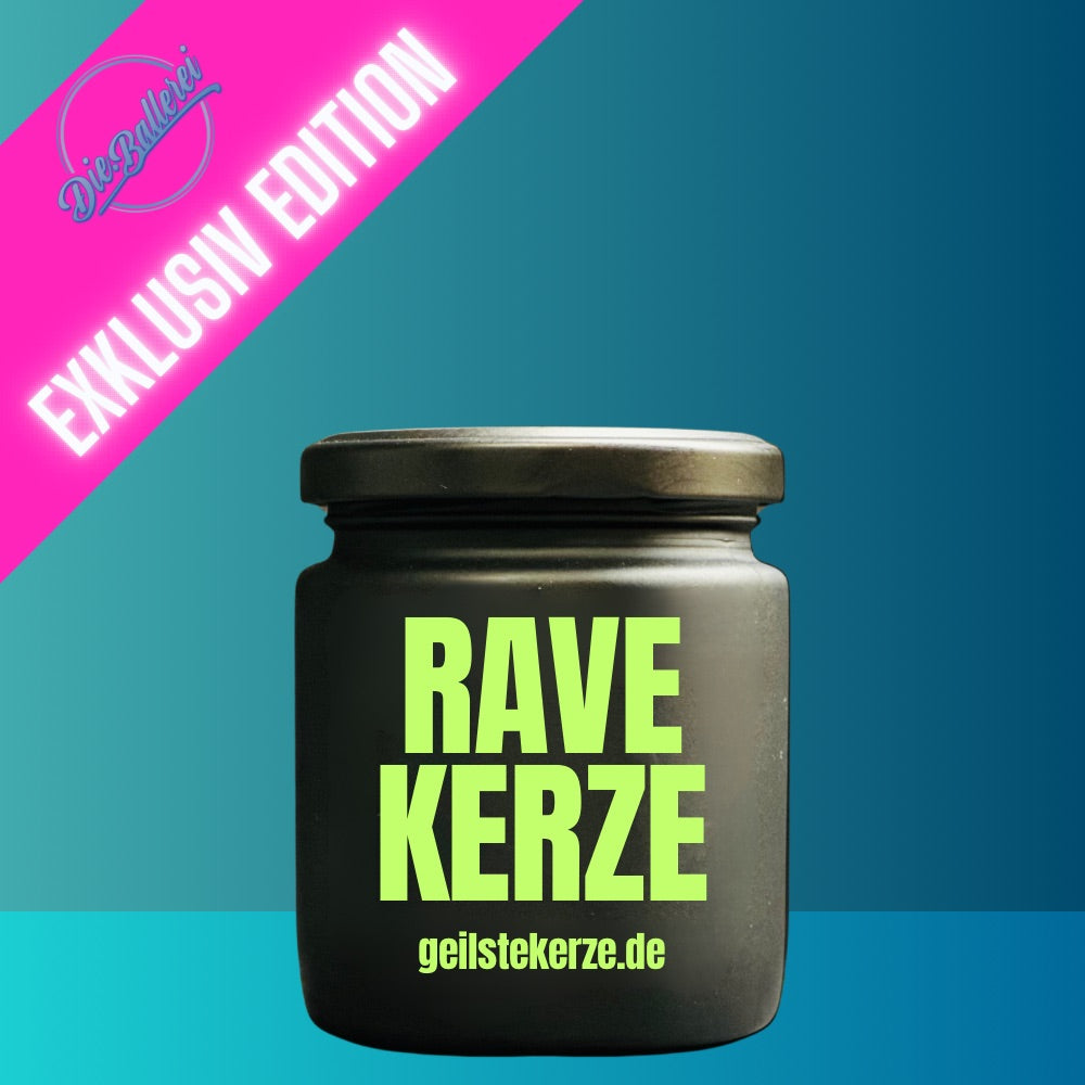 Geilste Kerze – Duftkerze „RAVE Kerze“ Grüne Schrift