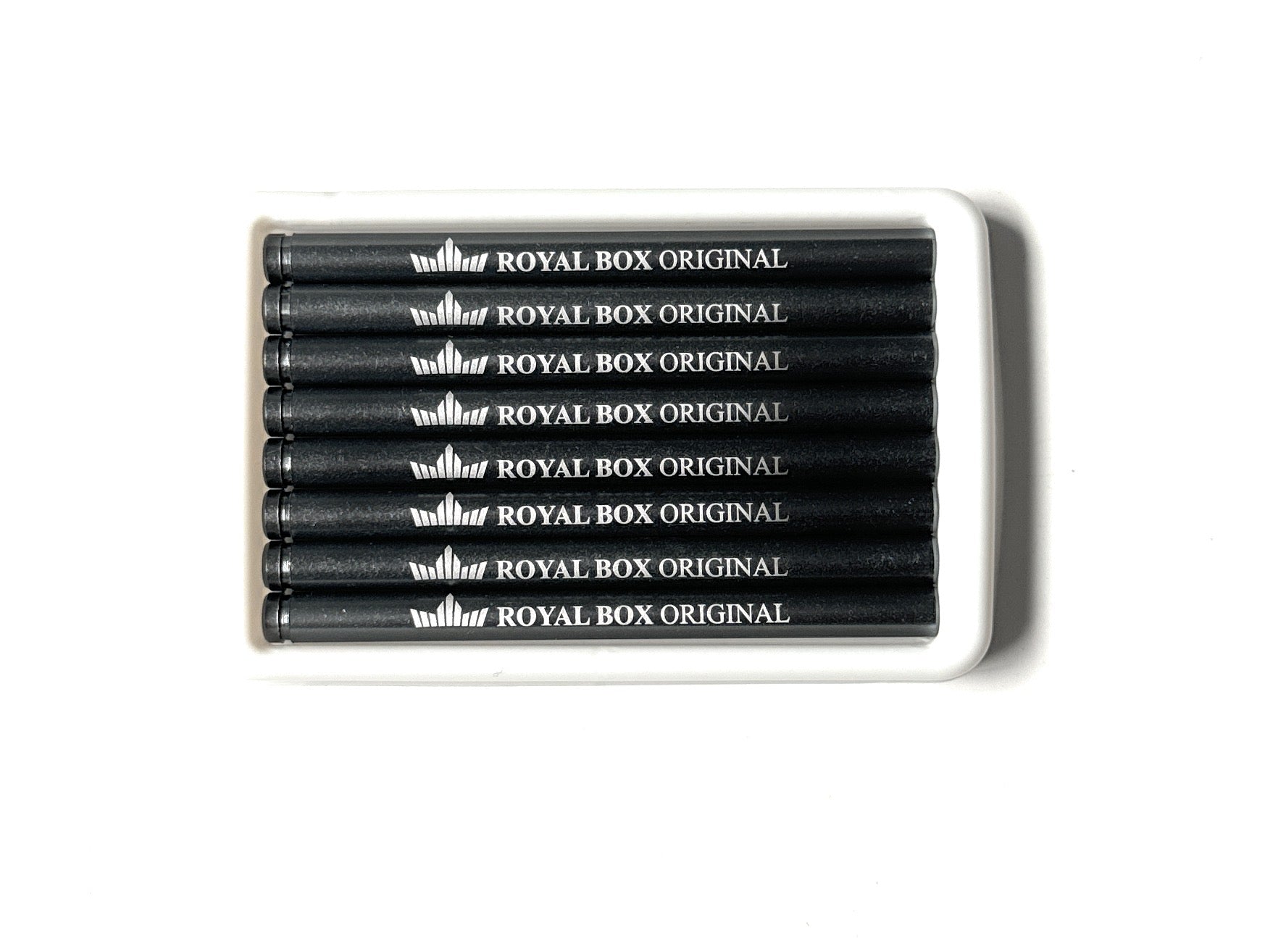 8 x Original Royal Box Ziehröhrchen Aluminium Straw in Box - ca. 7,3 cm lang