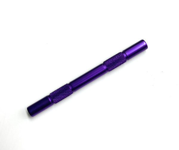 High-quality aluminum snuff tube, ribbed 80mm in purple/violet