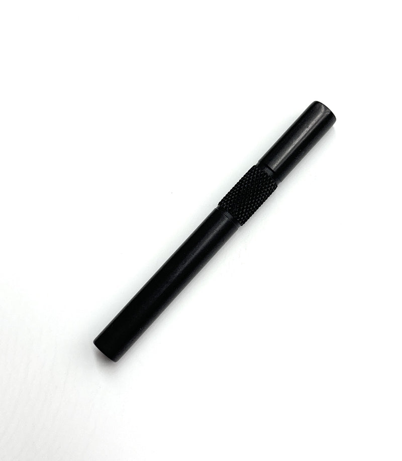 High-quality aluminum snuff tube, ribbed 80mm in matt black