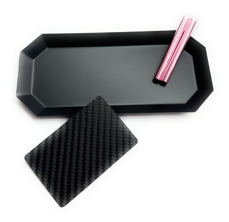 SET Noir Mat/Rose Octogone 1x planche métallique avec 2 tubes à dessin et base à dessin en carte carbone, stable et élégante