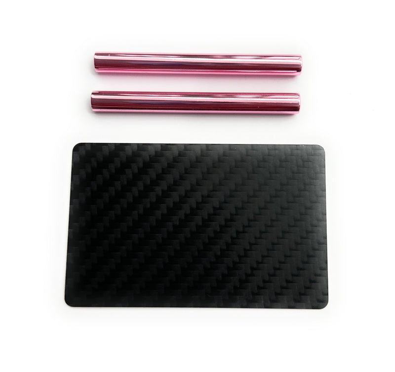 SET Schwarz Matt/Pink Oktagon 1x Metall Brettchen inkl. 2 Ziehröhrchen und Carbon Karte Ziehunterlage stabil und edel