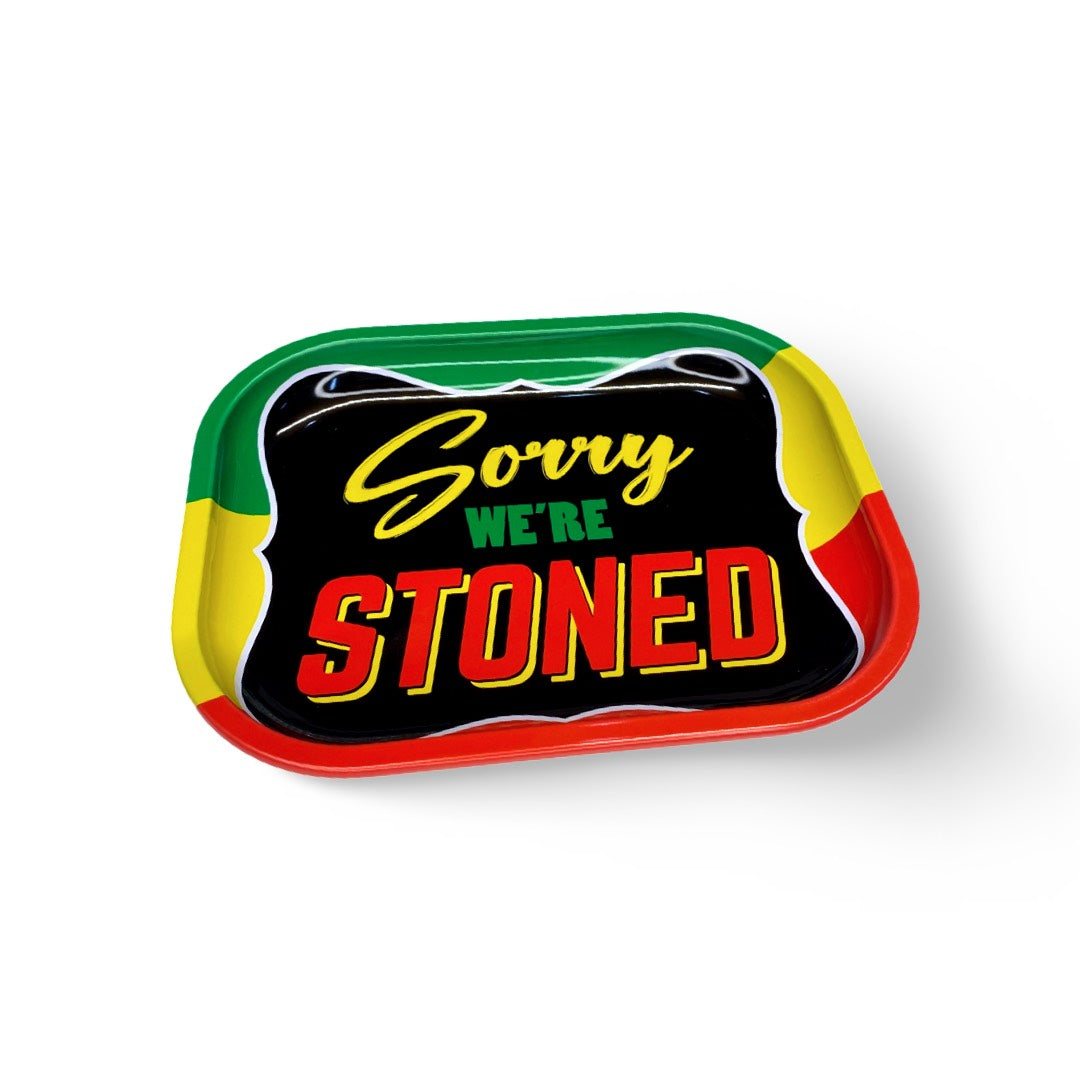 Metalen onderzetter "Sorry we’re stoned" – Stijlvol & praktisch