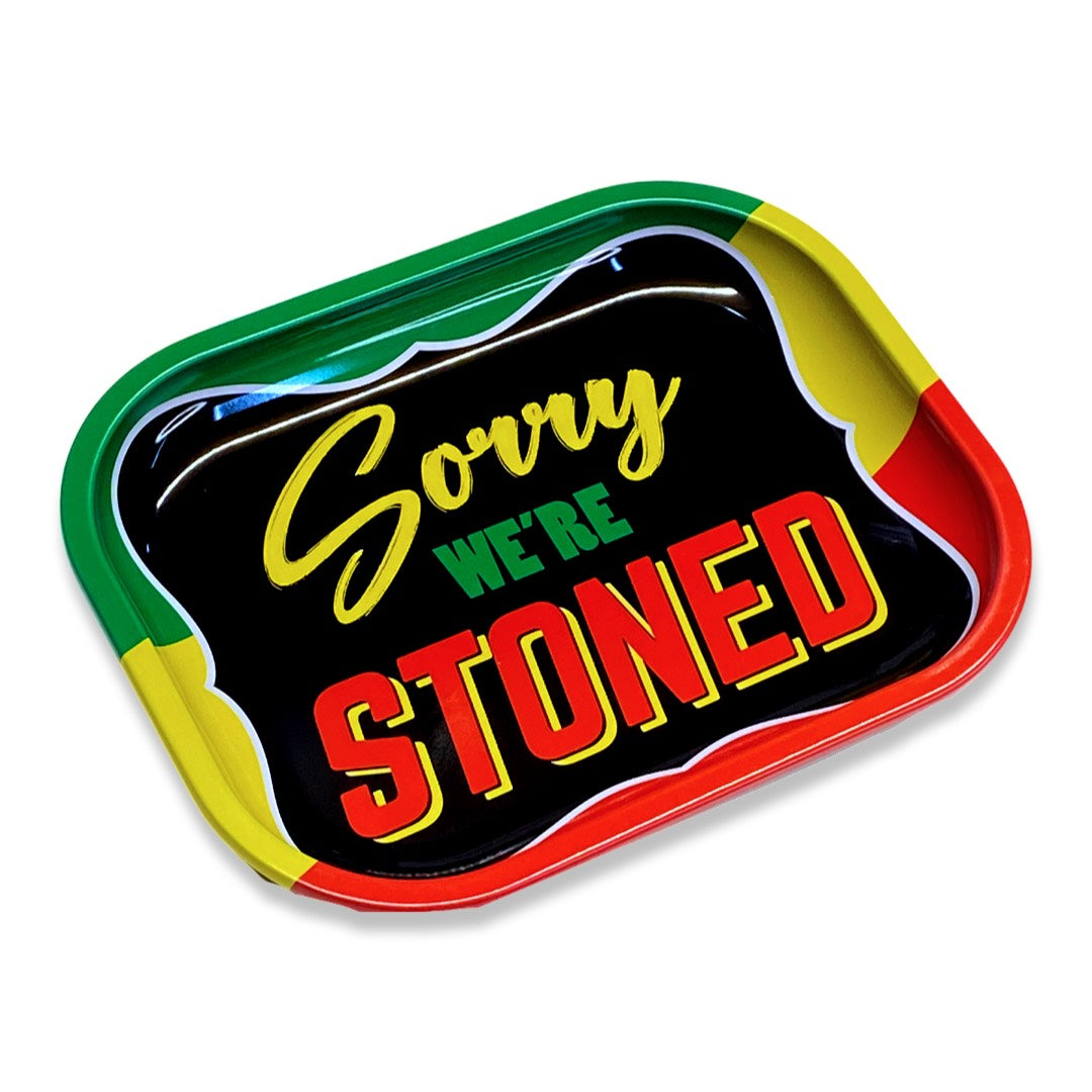 Metalen onderzetter "Sorry we’re stoned" – Stijlvol & praktisch