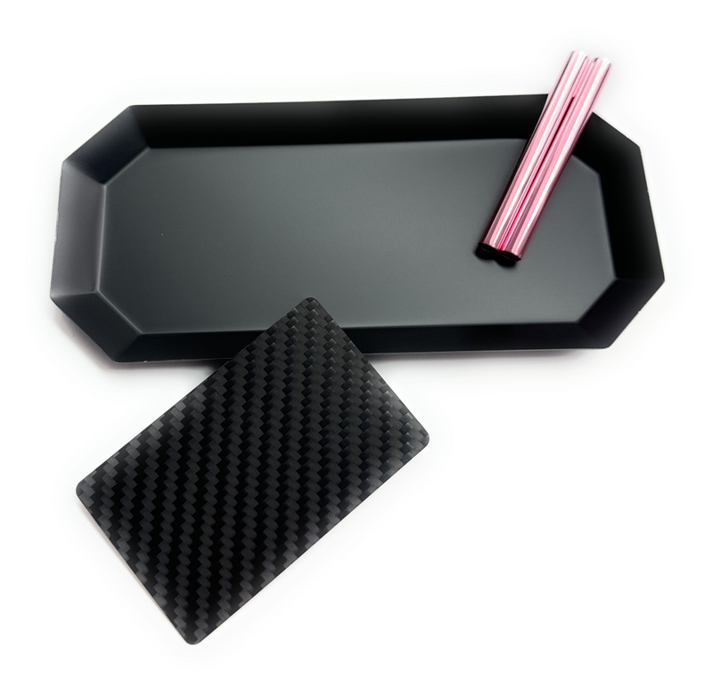 SET Noir Mat/Rose Octogone 1x planche métallique avec 2 tubes à dessin et base à dessin en carte carbone, stable et élégante