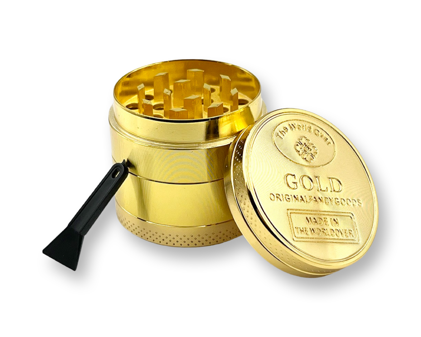 Gouden Aluminium Grinder (35mm x 40mm) – 4-delig met "Goud"-druk