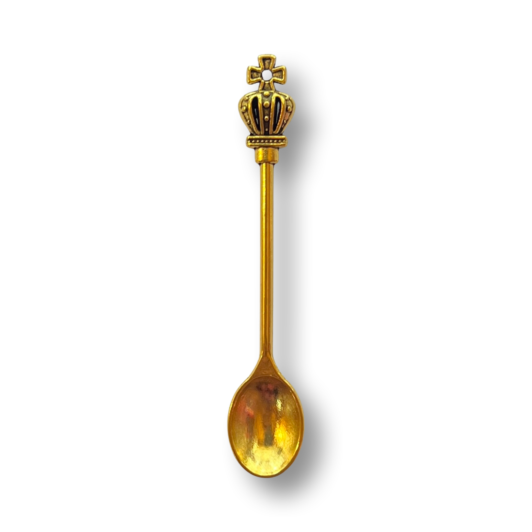 Mini cuillère vintage avec couronne, 60 mm, cuillère à poudre Snuff Snorter - Royal Charm for Snuff Gold