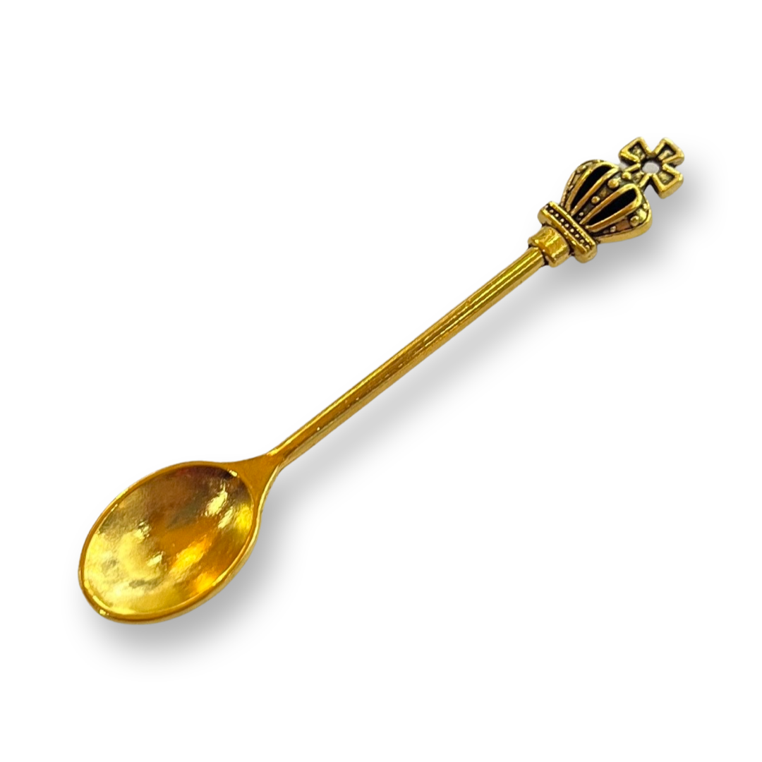 Vintage Mini Spoon with Crown, 60mm, Snuff Snorter Powder Spoon - Royal Charm for Snuff Gold