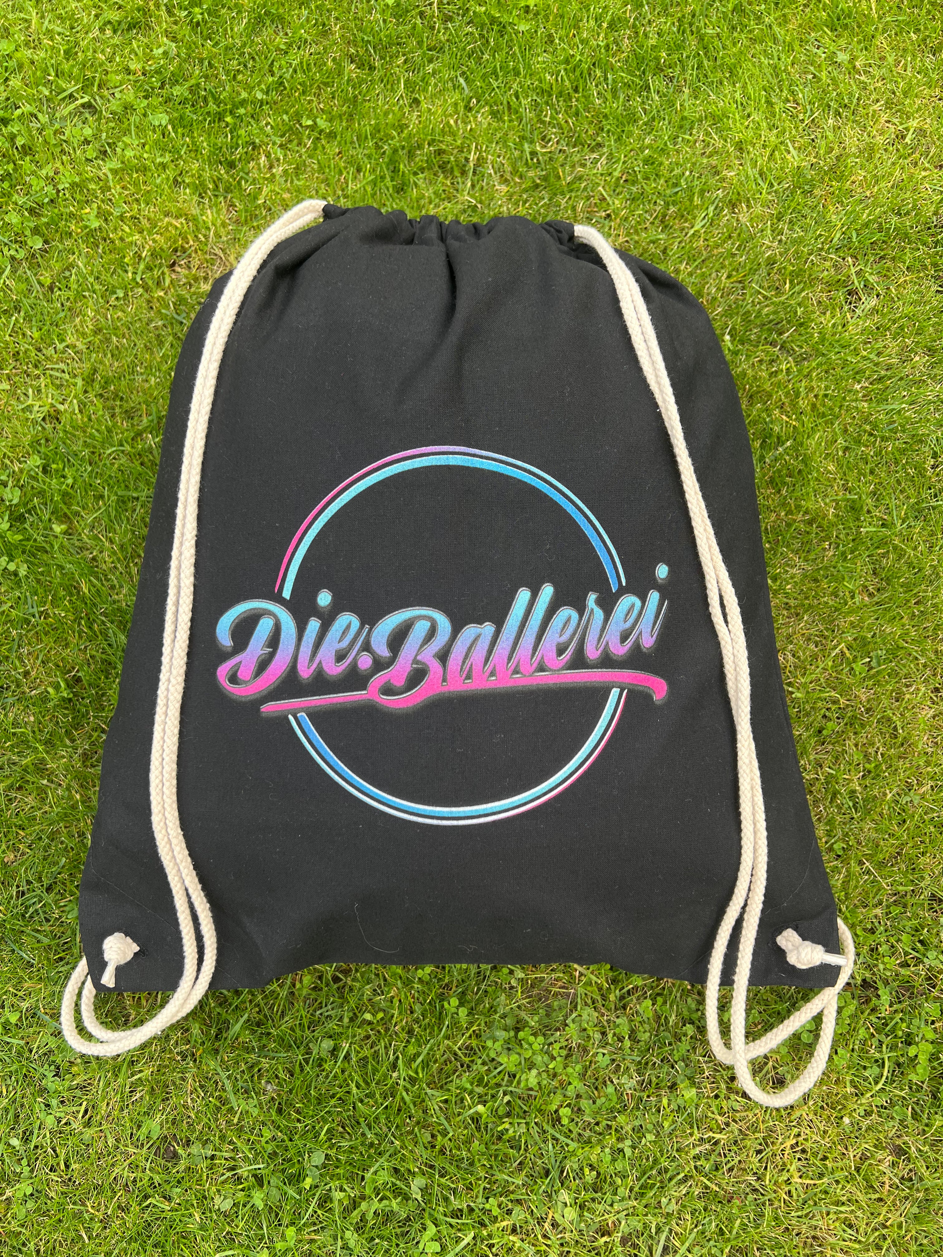 Sac à dos de sport Die.Ballerei en coton noir avec grand logo "Die.Ballerei"