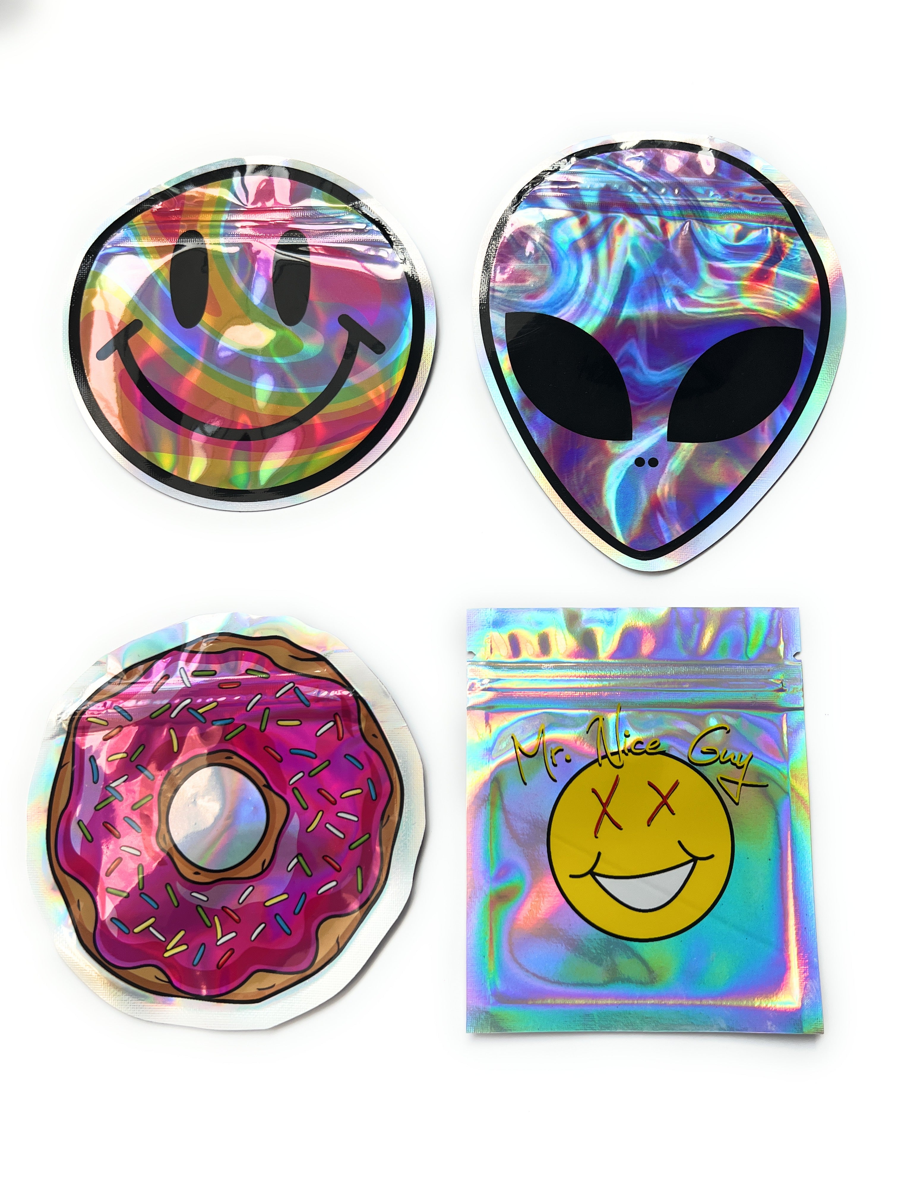 Bag set Holo Smiley/Alien/Donut/Nice Guy (various sets) Storage Transport ZIP Lock Bag Bags Zipper resealable