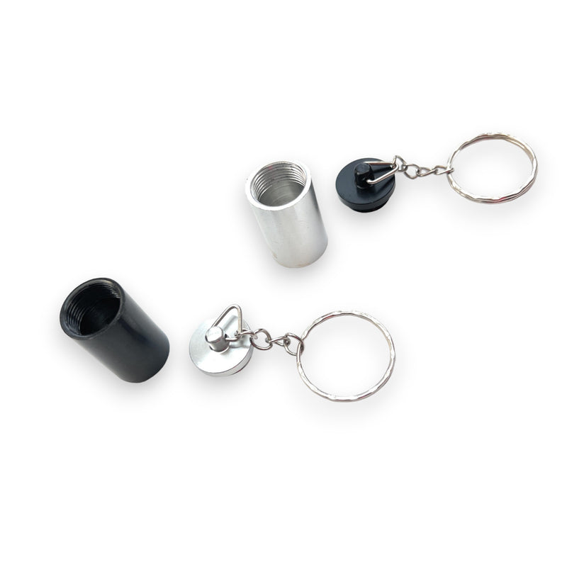 Storage box capsule aluminum pill box with screw cap and key ring