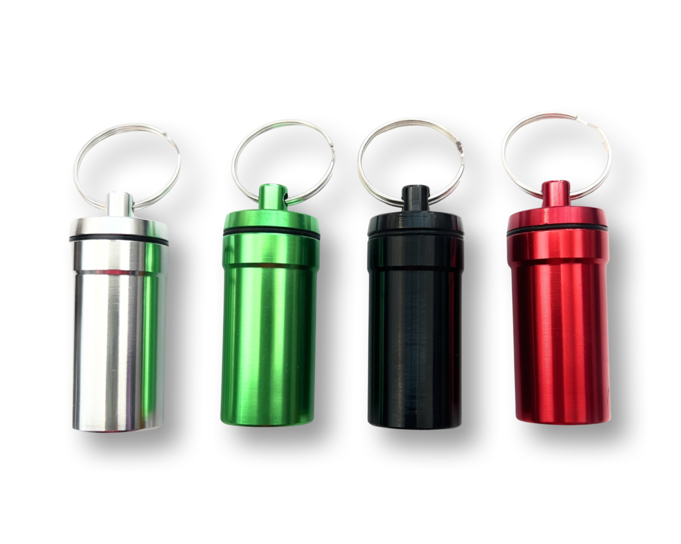 Storage box Waterproof aluminum pill box with screw cap and key ring