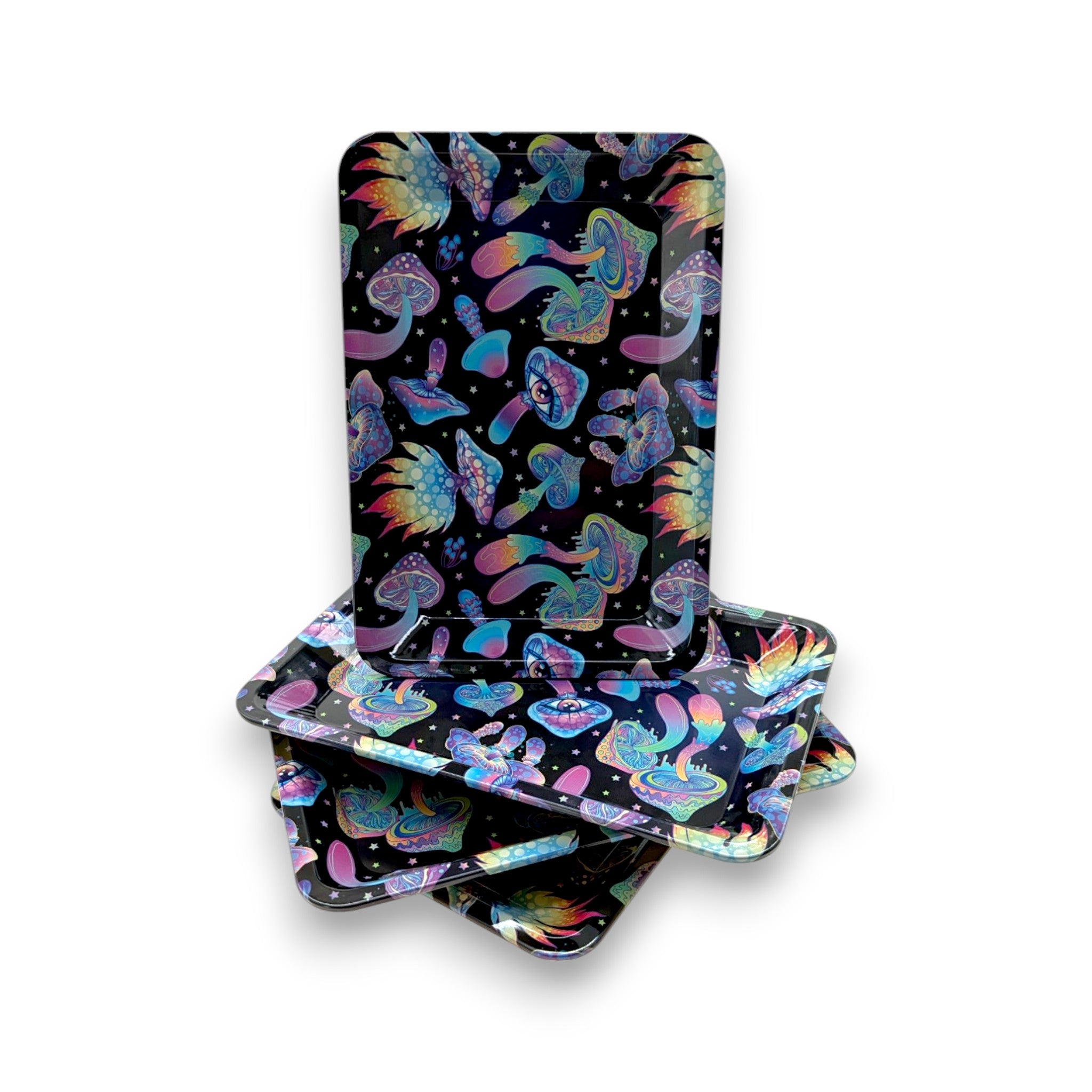 Metalen dienblad met psychedelische shrooms-print – Perfecte bouwondergrond / Rolling Tray