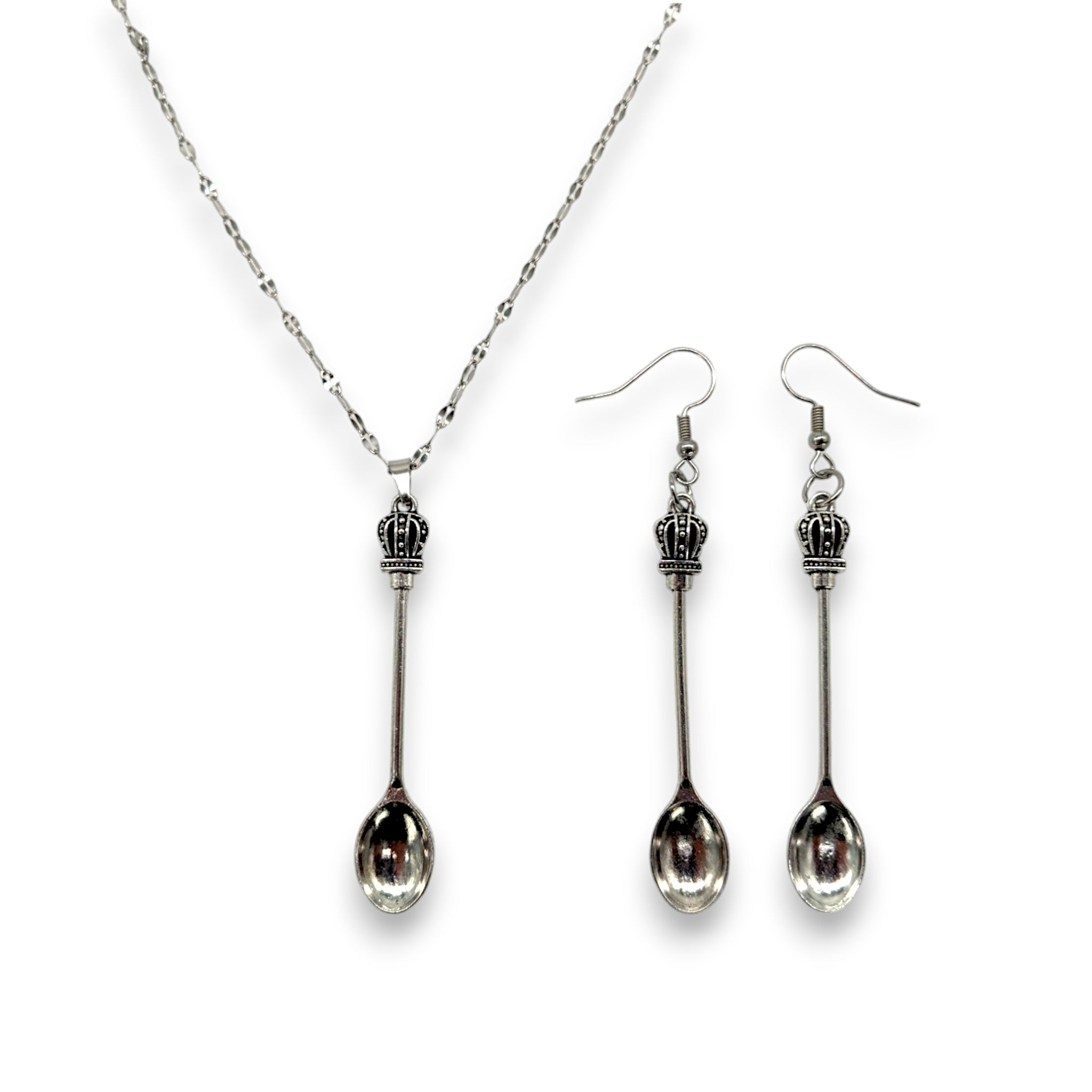 Set di gioielli Mini cucchiaio ciondolo con collana e orecchini in argento