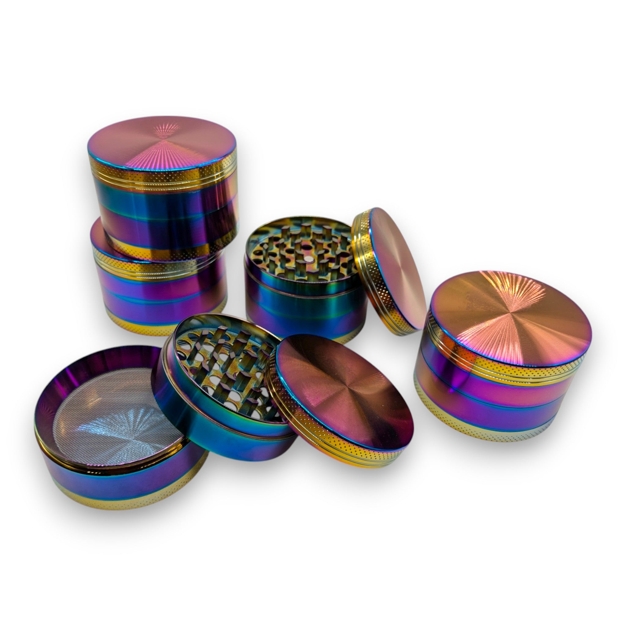 XL 4-delige Premium Grinder – 63mm – Regenboogkleuren