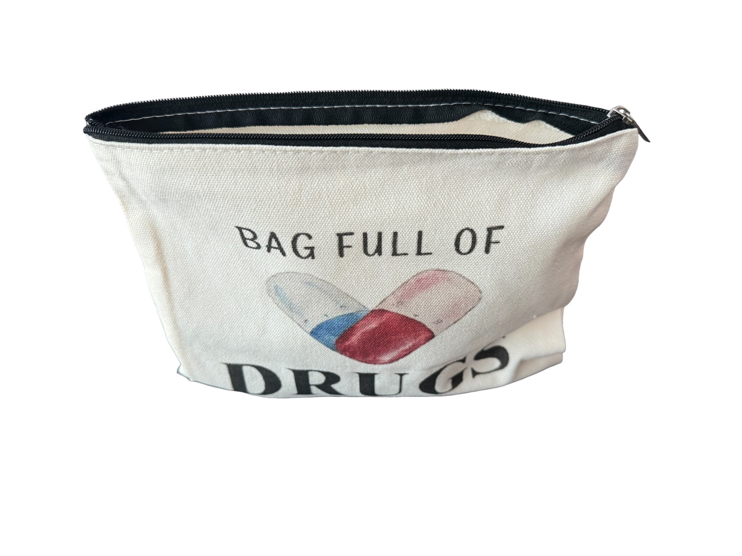 Borsa in tela con stampa "Bag Full of Drugs" Beige