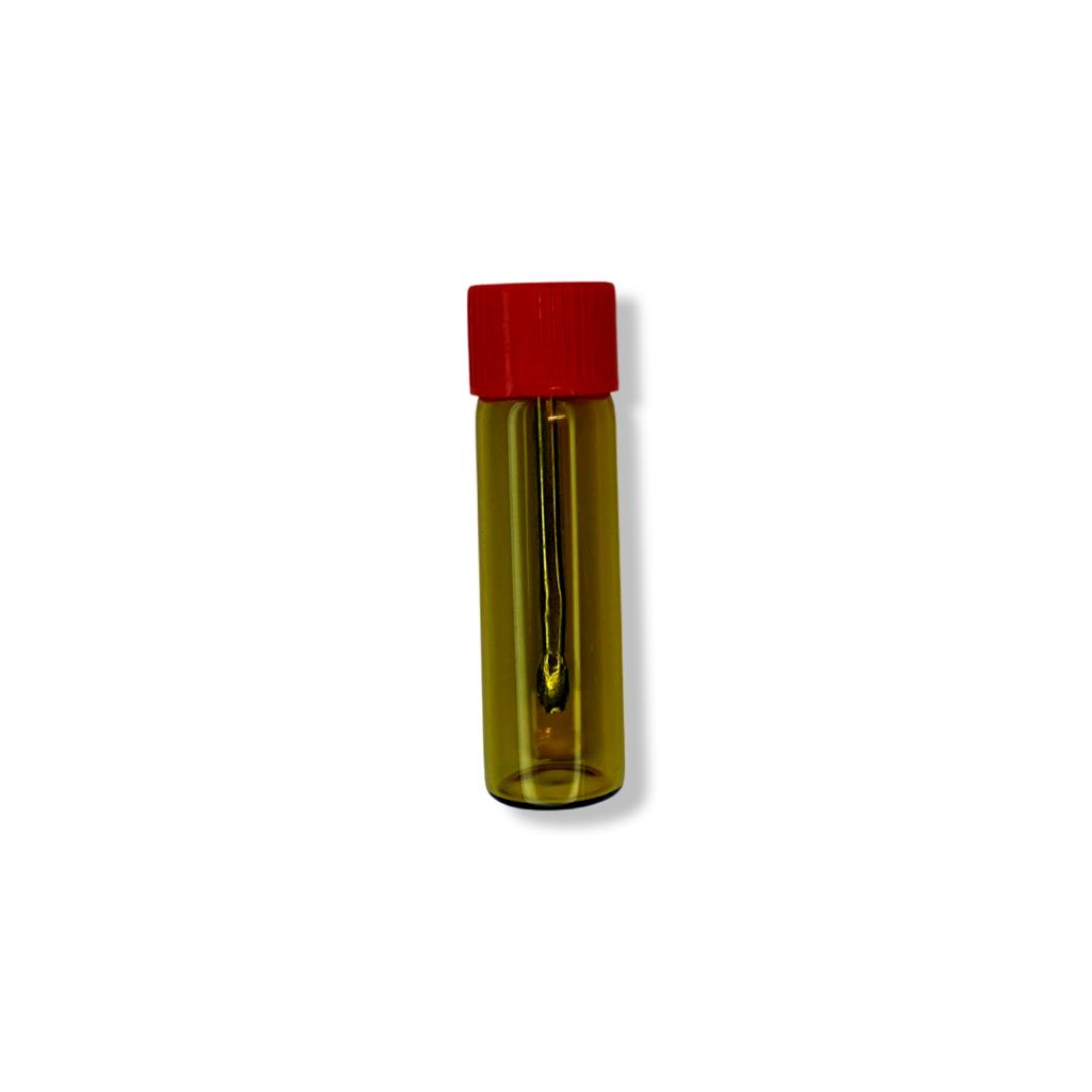 Baller bottle with telescopic spoon with red brown screw cap