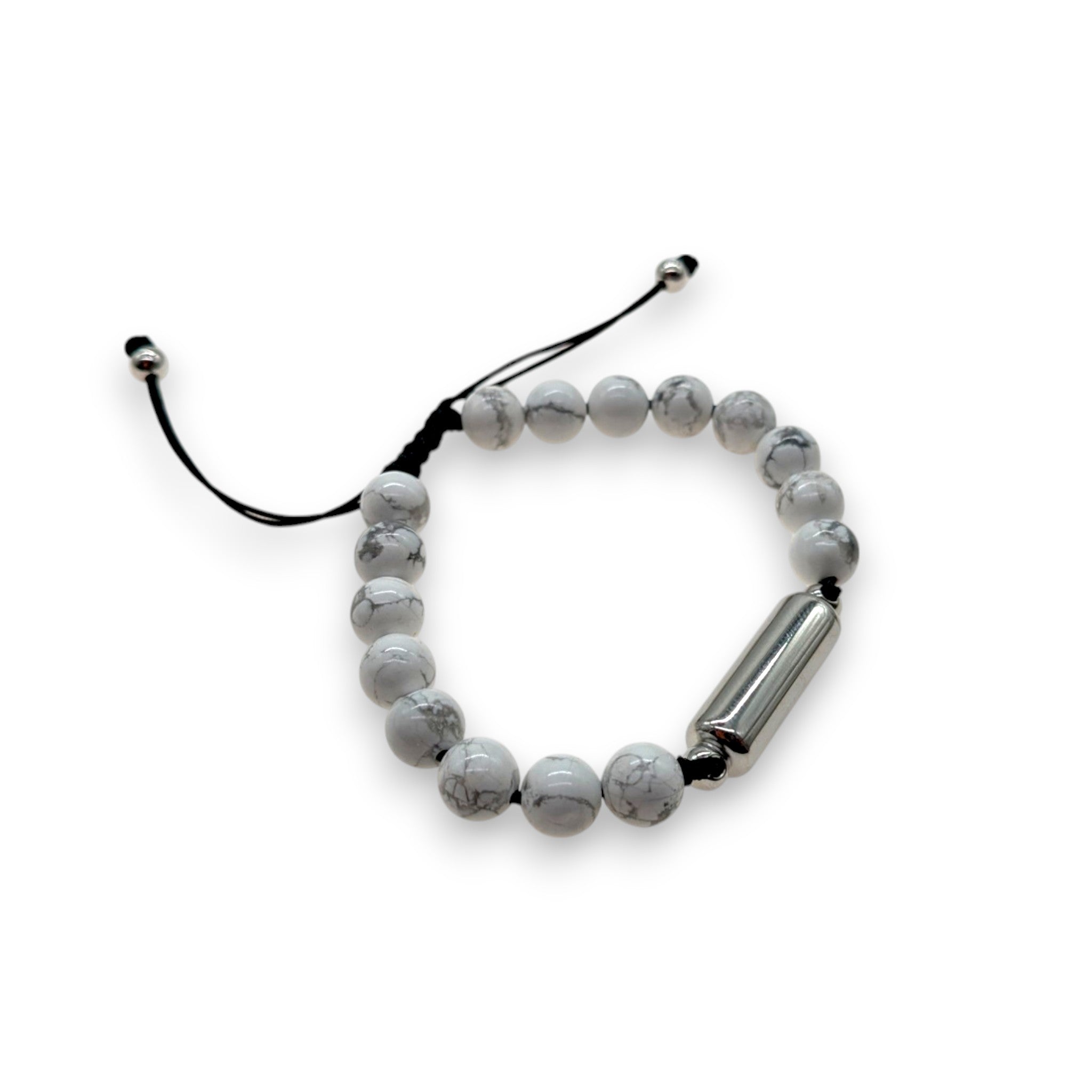 Bracciale in Howlite stiloso con capsula riempibile – Aspetto marmo