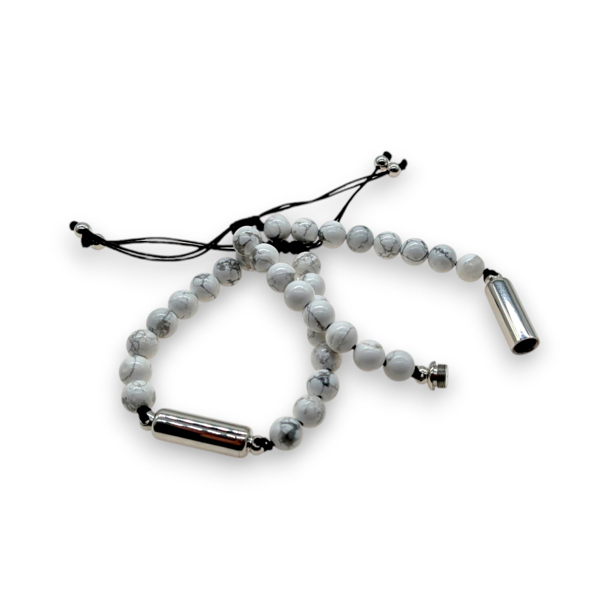 Stylish Howlite Bracelet with Fillable Capsule – Marble Look