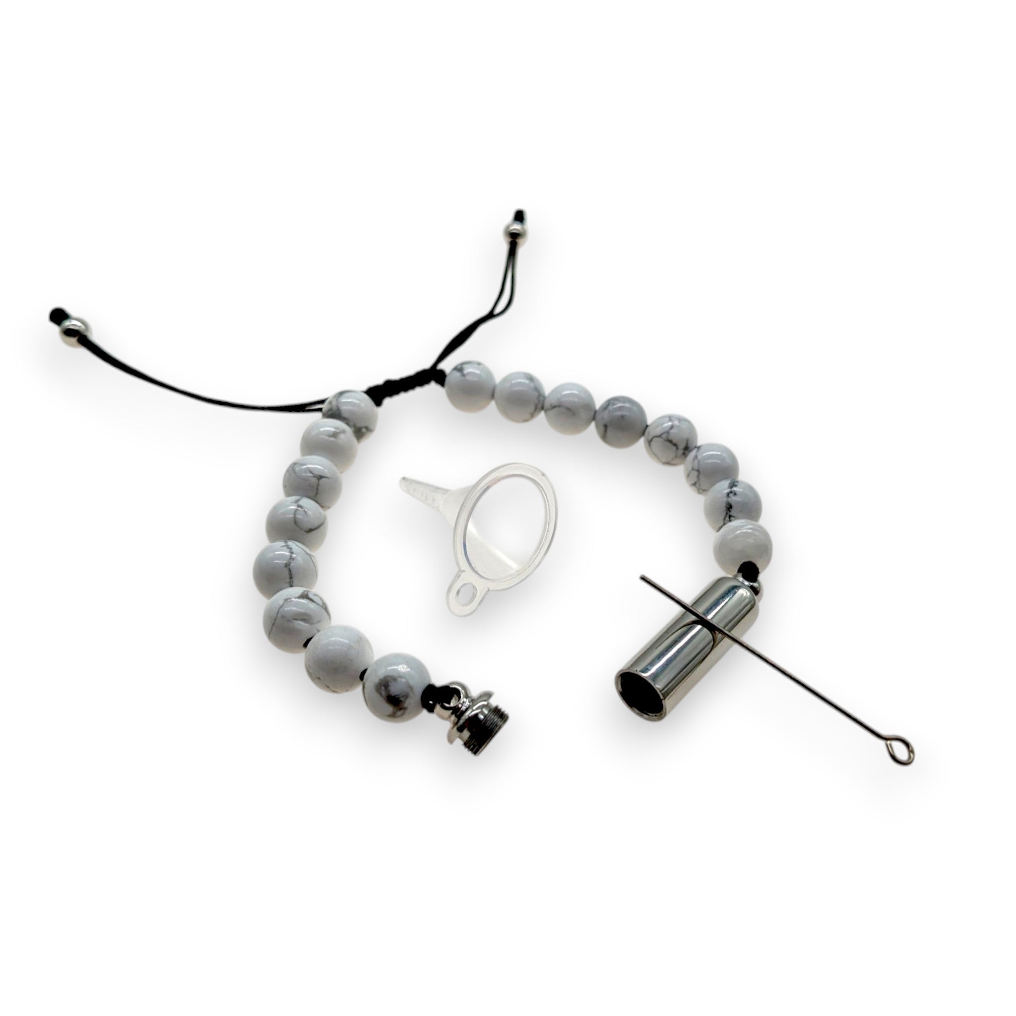 Stylish Howlite Bracelet with Fillable Capsule – Marble Look