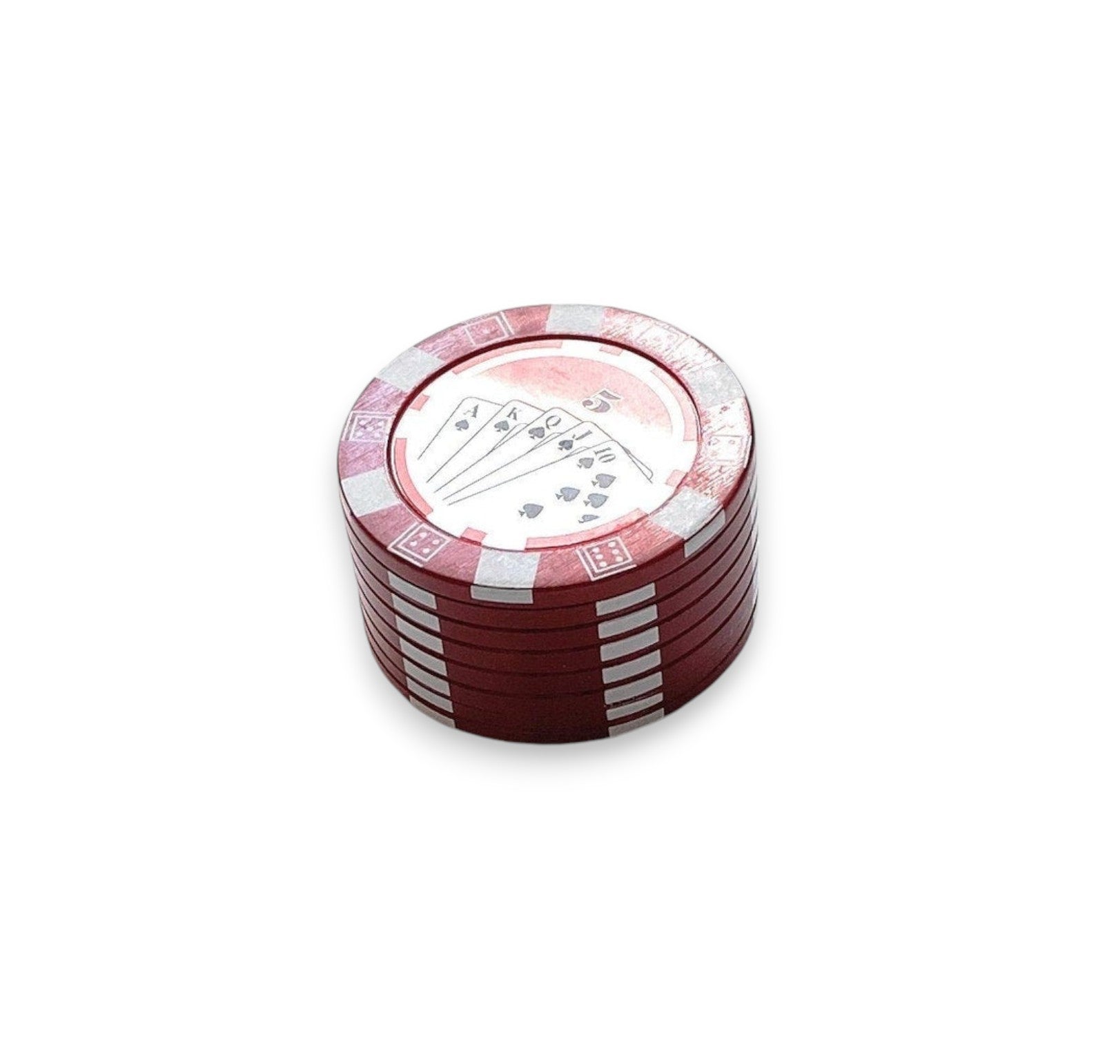 Grinder in Poker Chips Look (45mm) 3 Layers Aluminum with Magnet Smoking Mill Cookie Funny Fun Stoner Herb Red