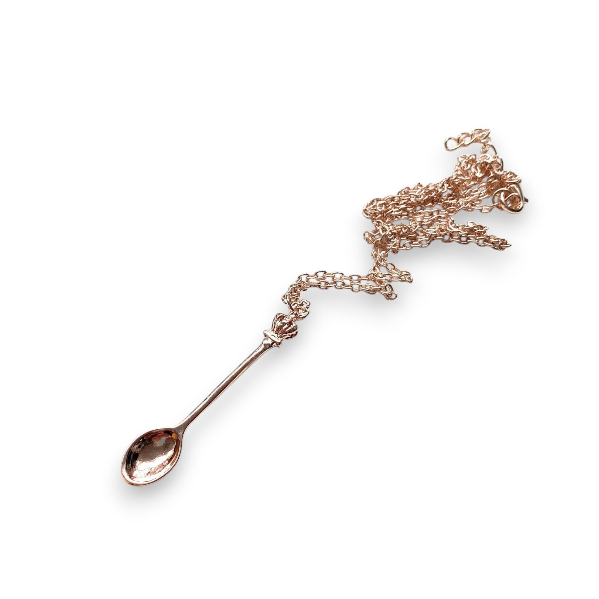 Mini spoon pendant charm with necklace in rose gold, length approx. 40cm chain sniffer snorter snuff snorter powder spoon chain rosé