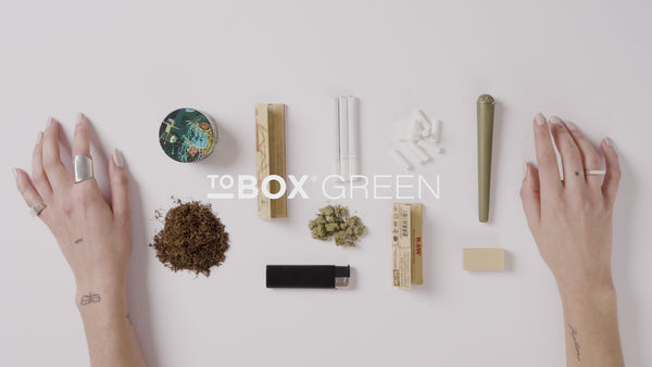 ToBOX GREEN Tabak Box Dose Rollbox Drehertasche All in One Rolling & Grinder