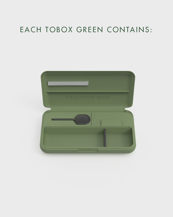 ToBOX GREEN Tabak Box Dose Rollbox Drehertasche All in One Rolling & Grinder