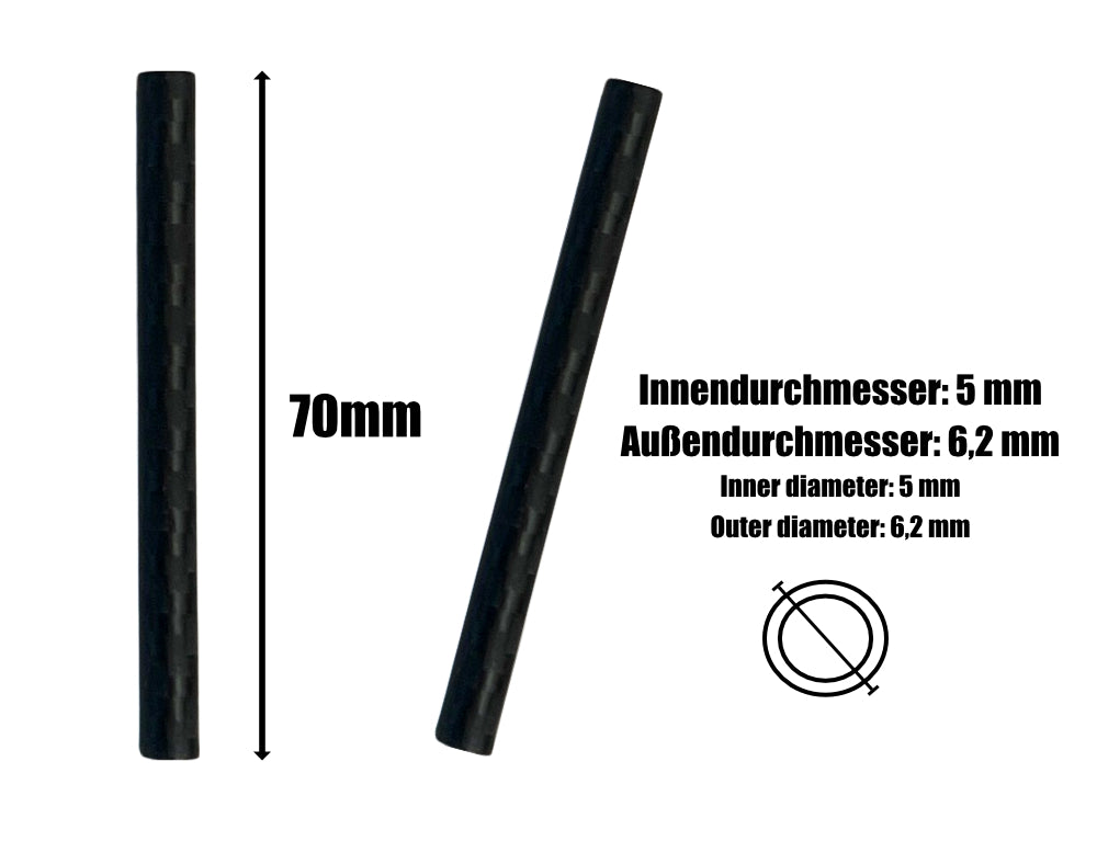 Set di tubi in carbonio 70mm inclusa scheda di hack – Stabile, Elegante e di Alta Qualità