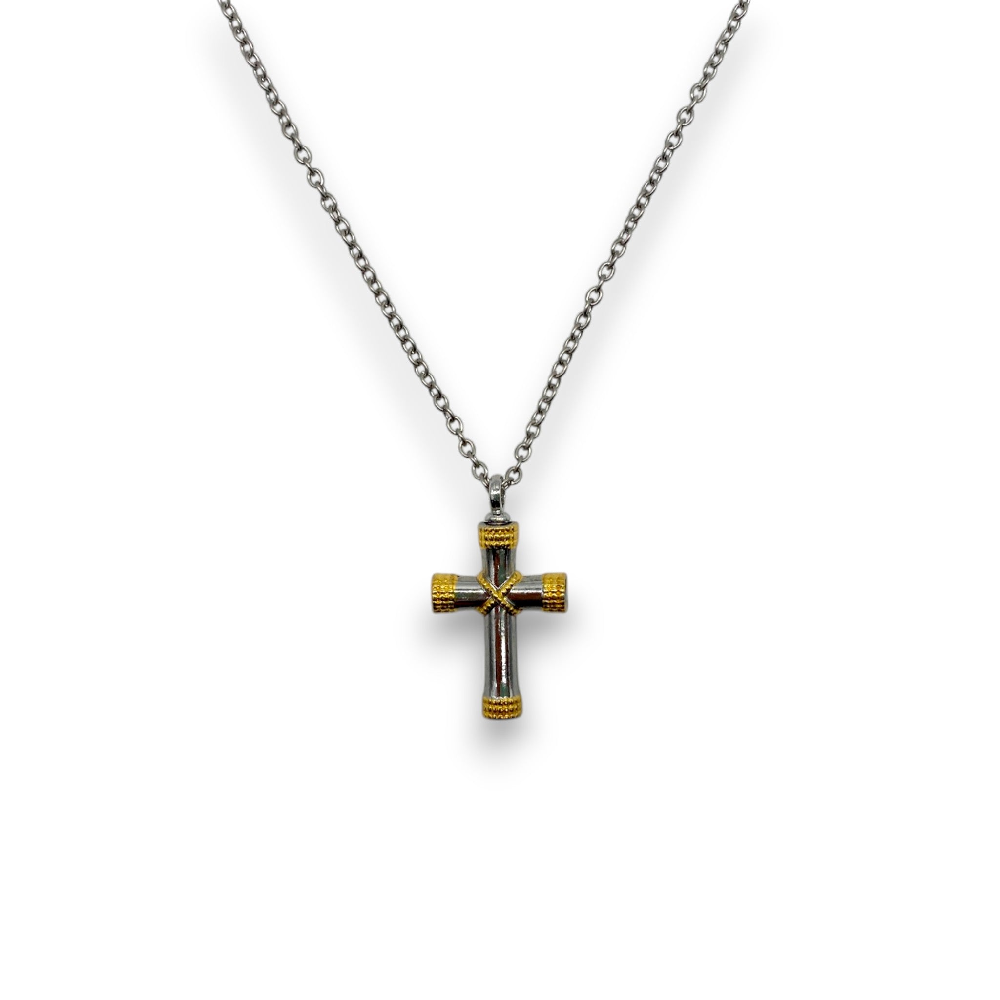 Cross necklace with pendant portioner sniff snuff bottle Stainless steel Necklace Bicolor