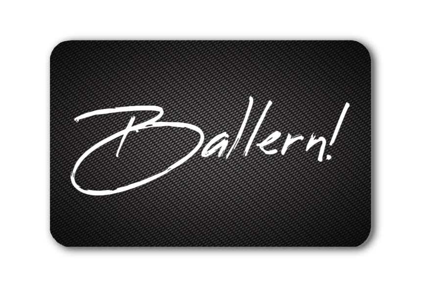 Tarjeta de hack "¡Ballern!" en aspecto de carbono - Estilosa y duradera