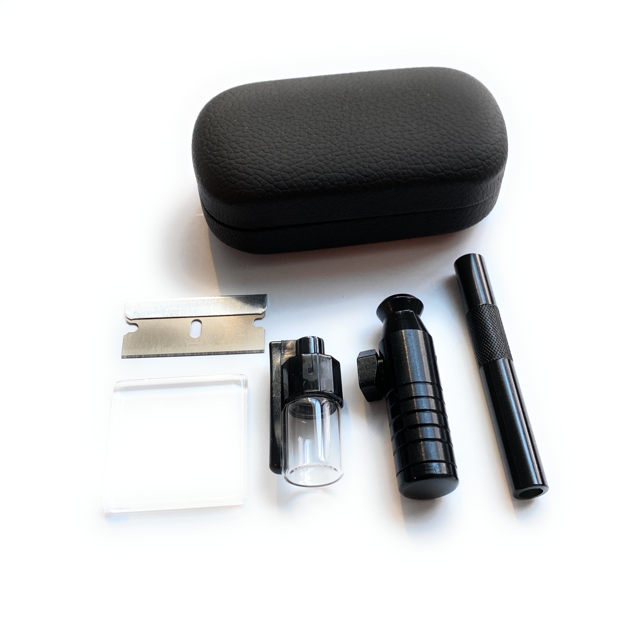 SET Black Case (tube, mini glass plate, dispenser with spoon, doser, blade) in hard case