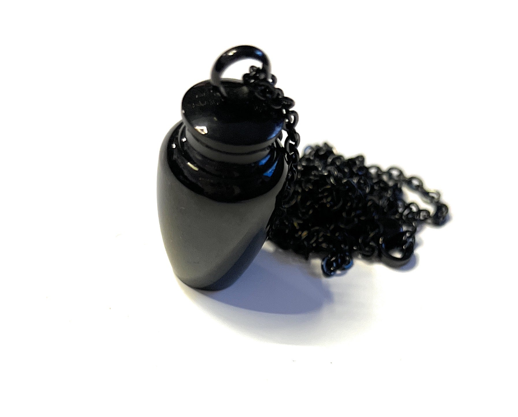 Necklace with fillable capsule in black (approx. 32.5cm) chain cylinder necklace pendant for screwing made of stainless steel