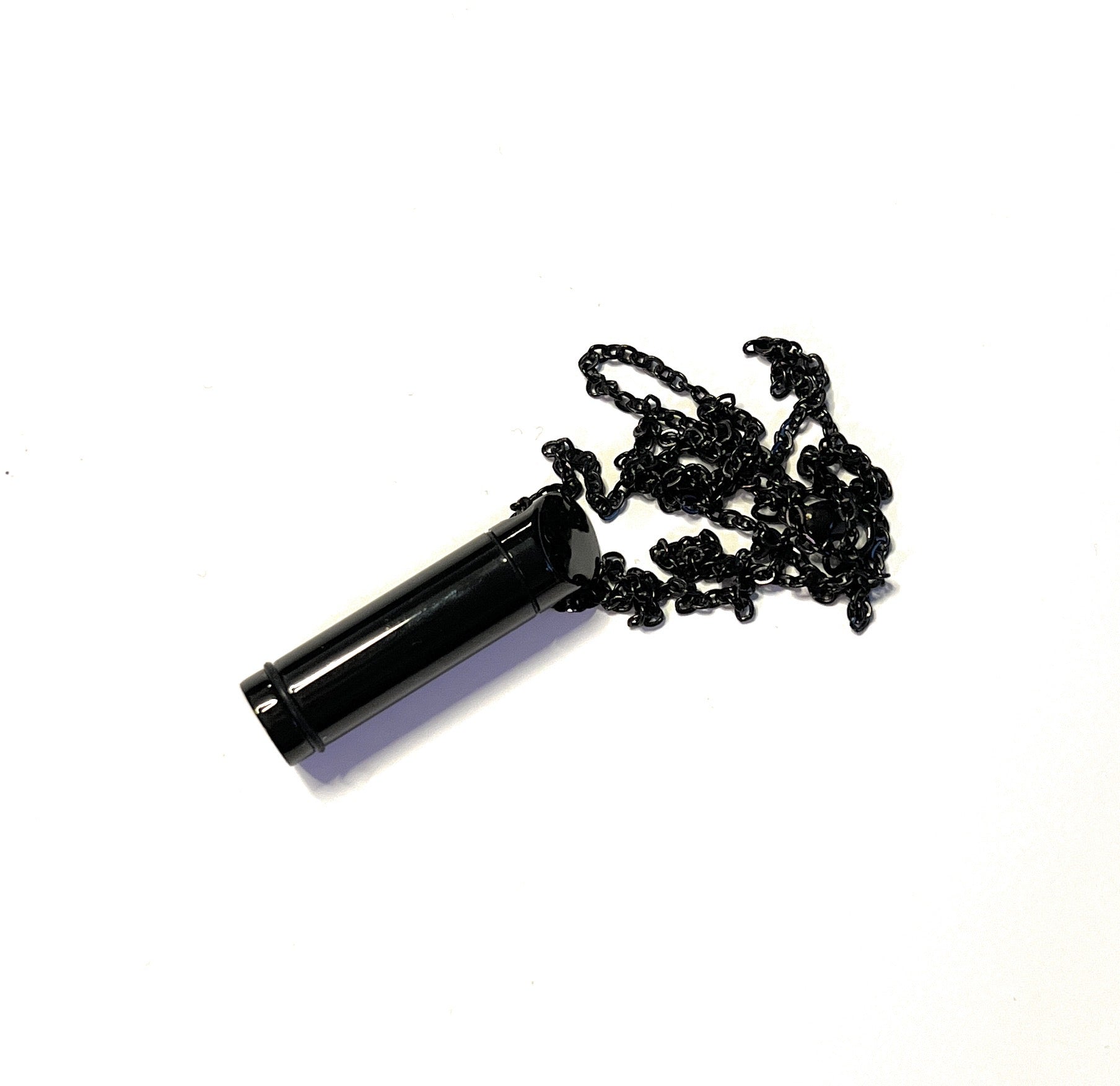 Necklace with fillable capsule in black (approx. 28 cm) chain cylinder necklace pendant for screwing made of stainless steel