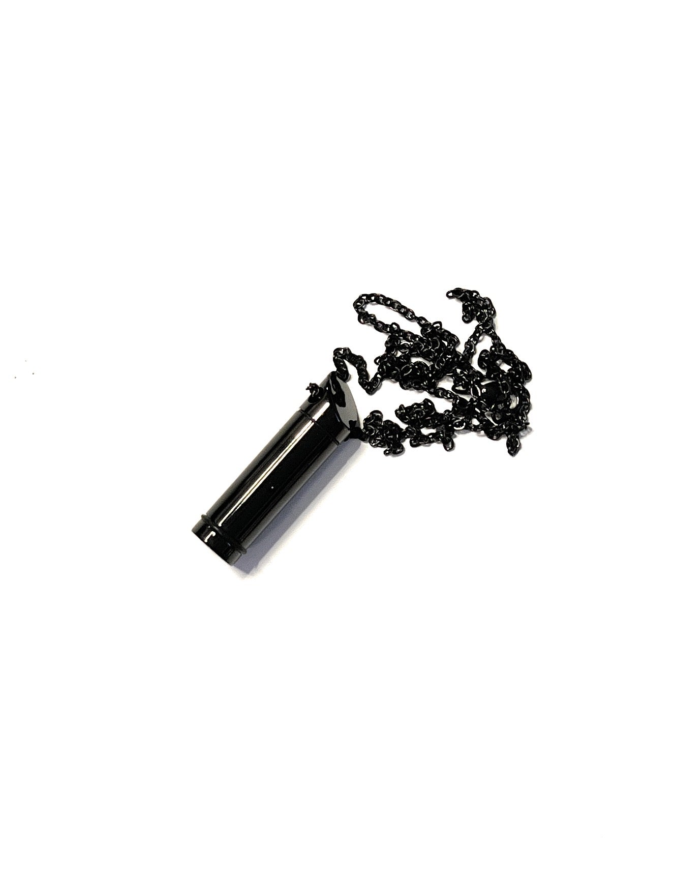 Necklace with fillable capsule in black (approx. 28 cm) chain cylinder necklace pendant for screwing made of stainless steel