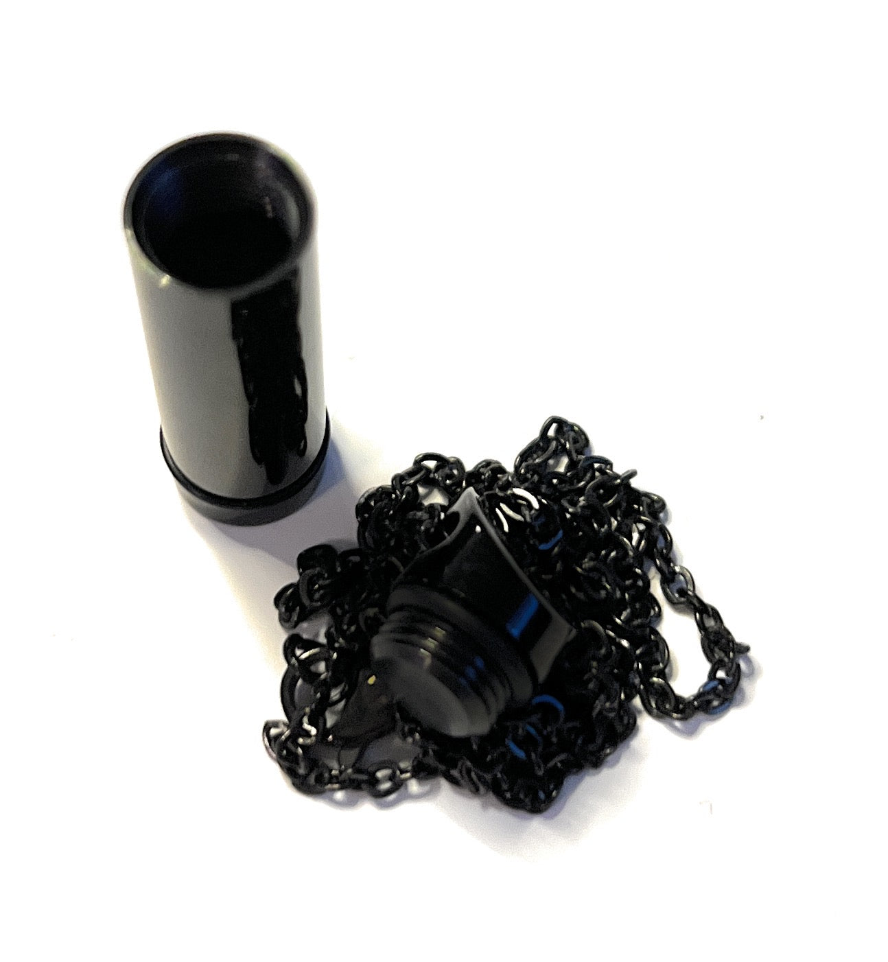 Necklace with fillable capsule in black (approx. 28 cm) chain cylinder necklace pendant for screwing made of stainless steel