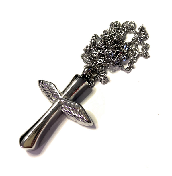 Kreuz Kette mit Anhänger Portionierer sniff snuff bottle Stainless steel Necklace Silber