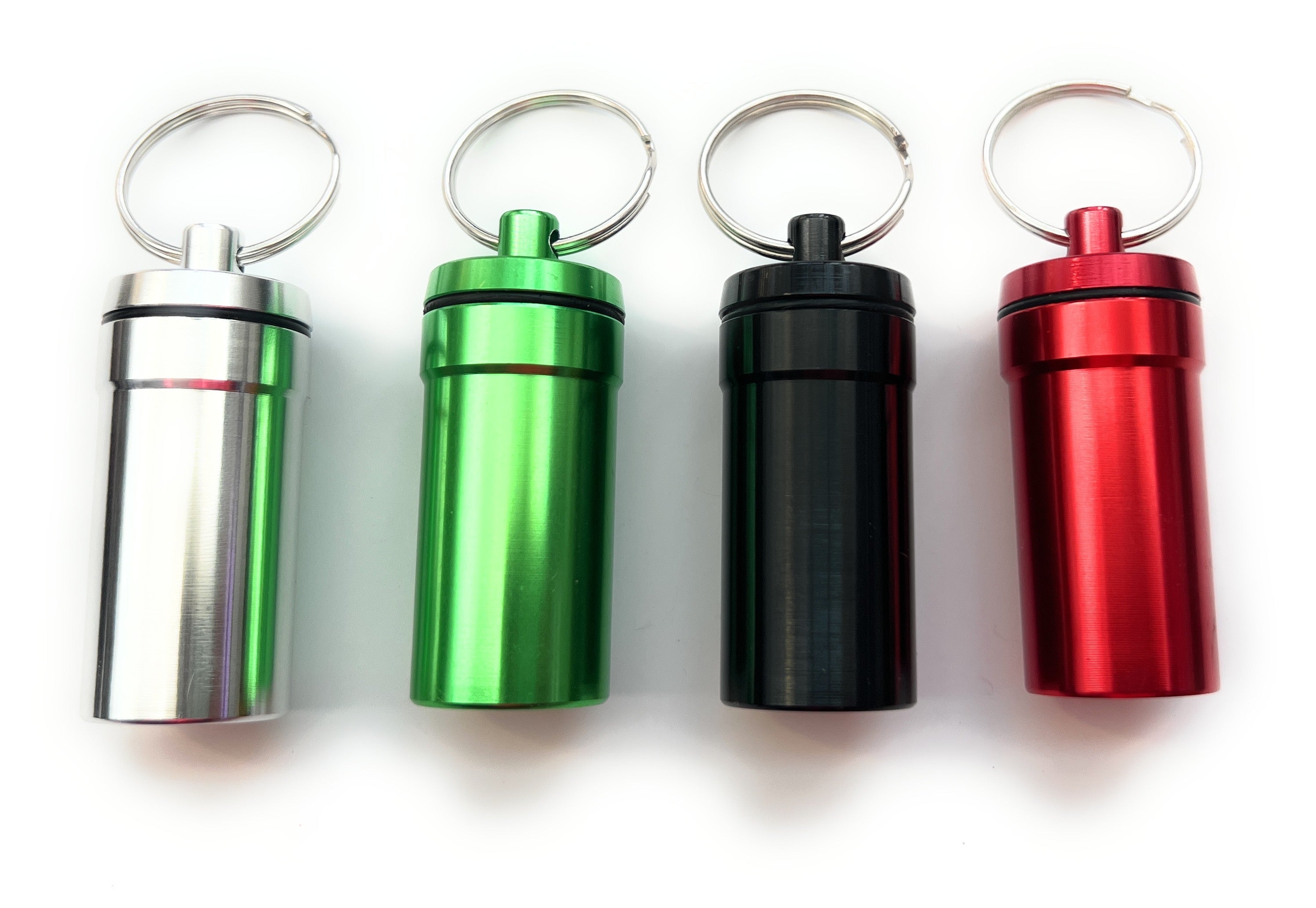 Storage box Waterproof aluminum pill box with screw cap and key ring