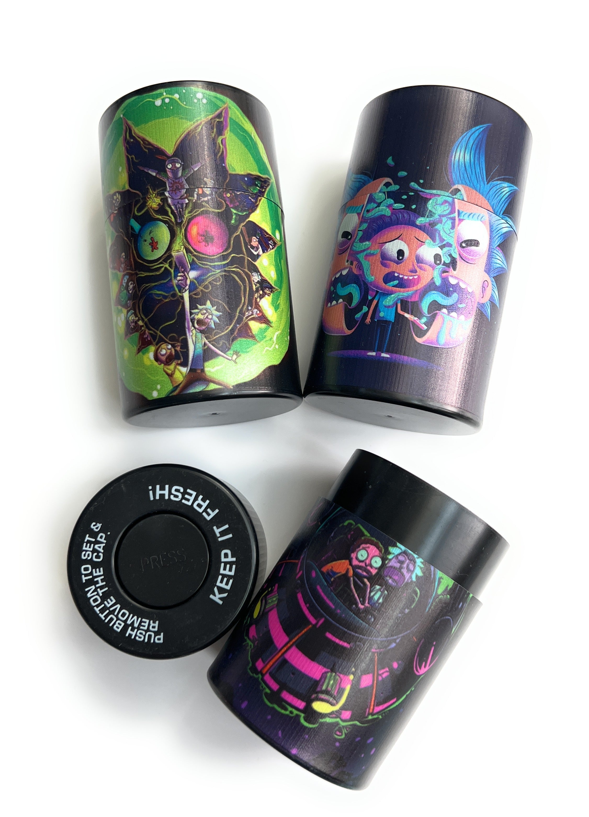 Vacuum cans for keeping fresh and storing in comic design approx. 10cm against odors