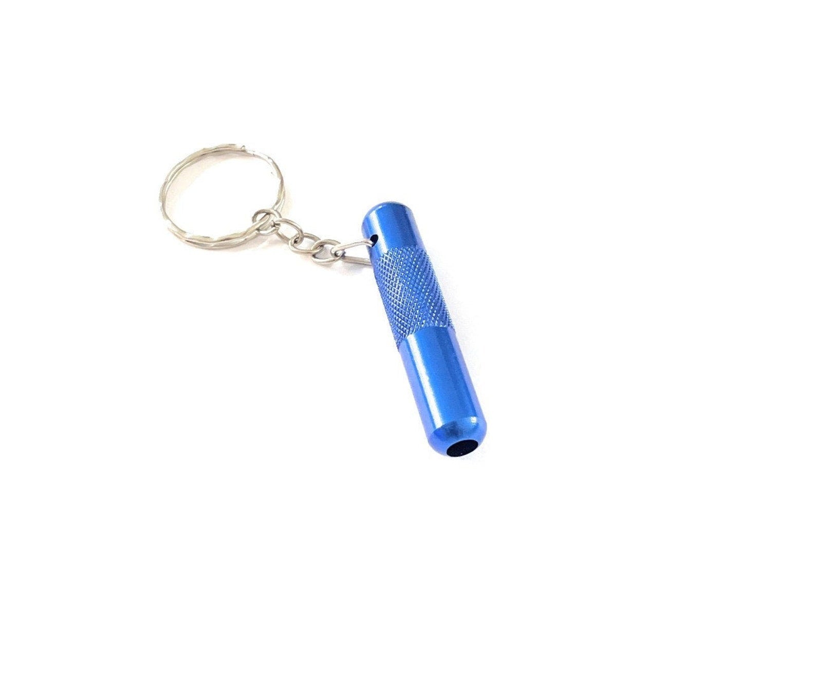 Praktische aluminium trekbuis met sleutelhanger – Blauw