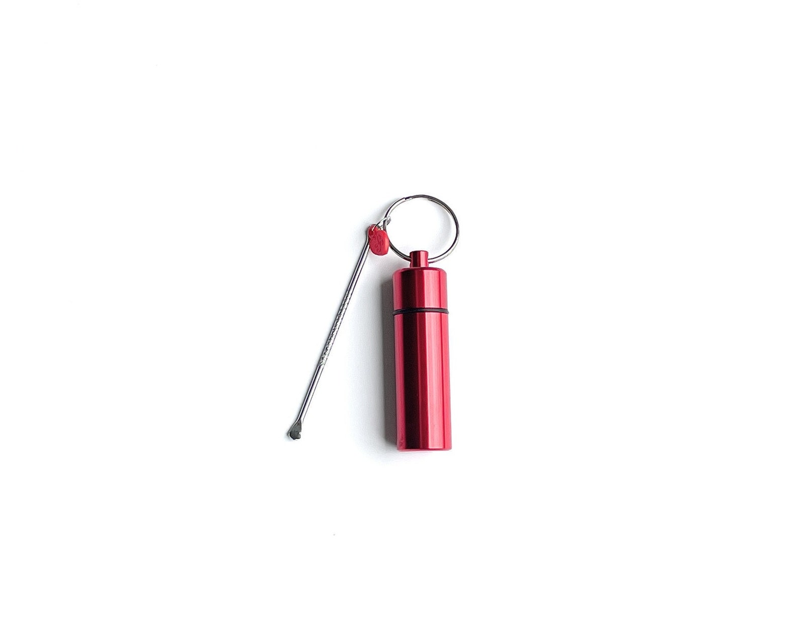 Lockable Aluminum Pill Box with Spoon – Compact & Practical - Red