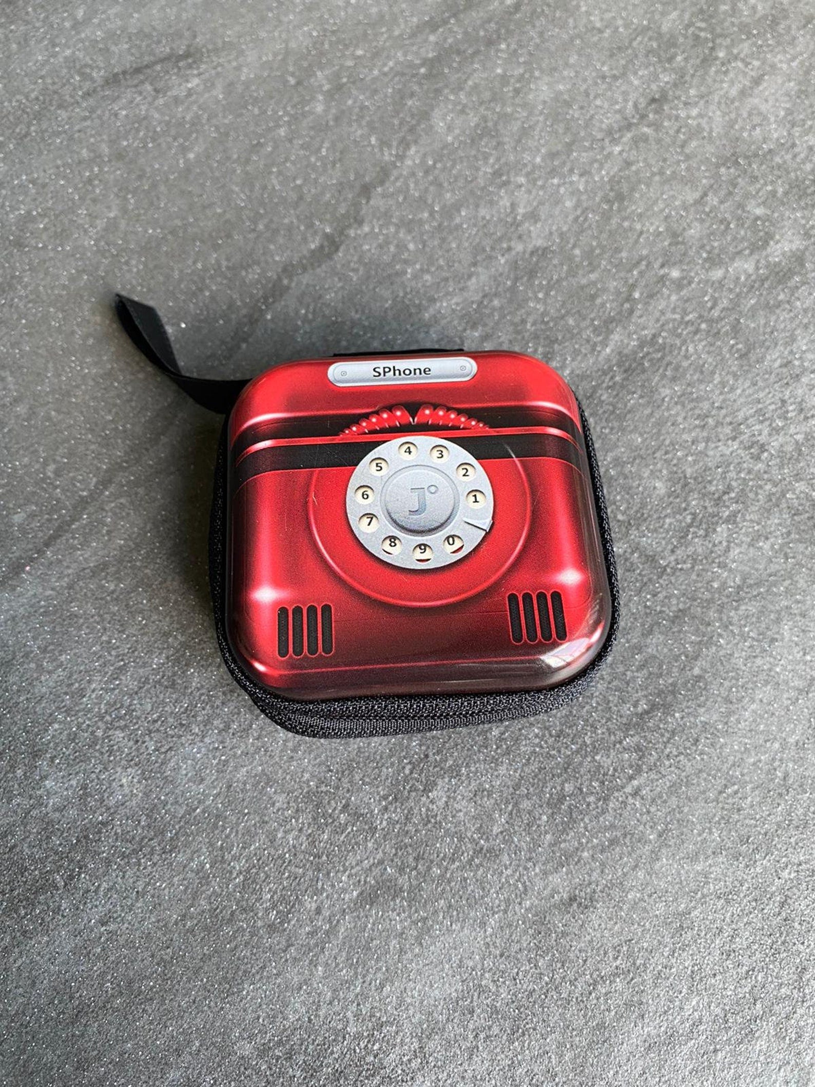 Set "Retro Telefon" – Accessorio stiloso in custodia rigida nostalgica rossa