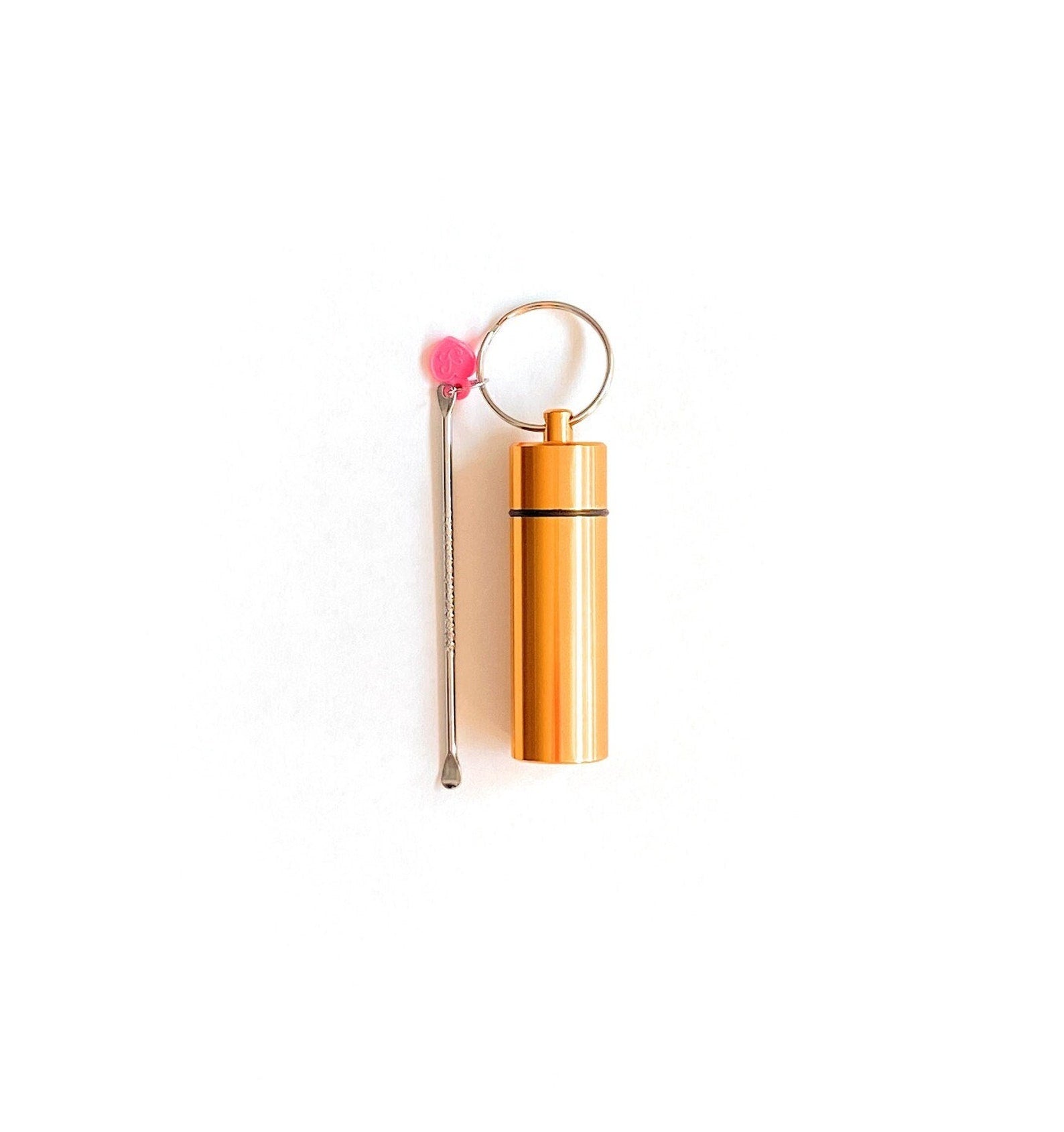 Lockable aluminum pill box with spoon – Gold