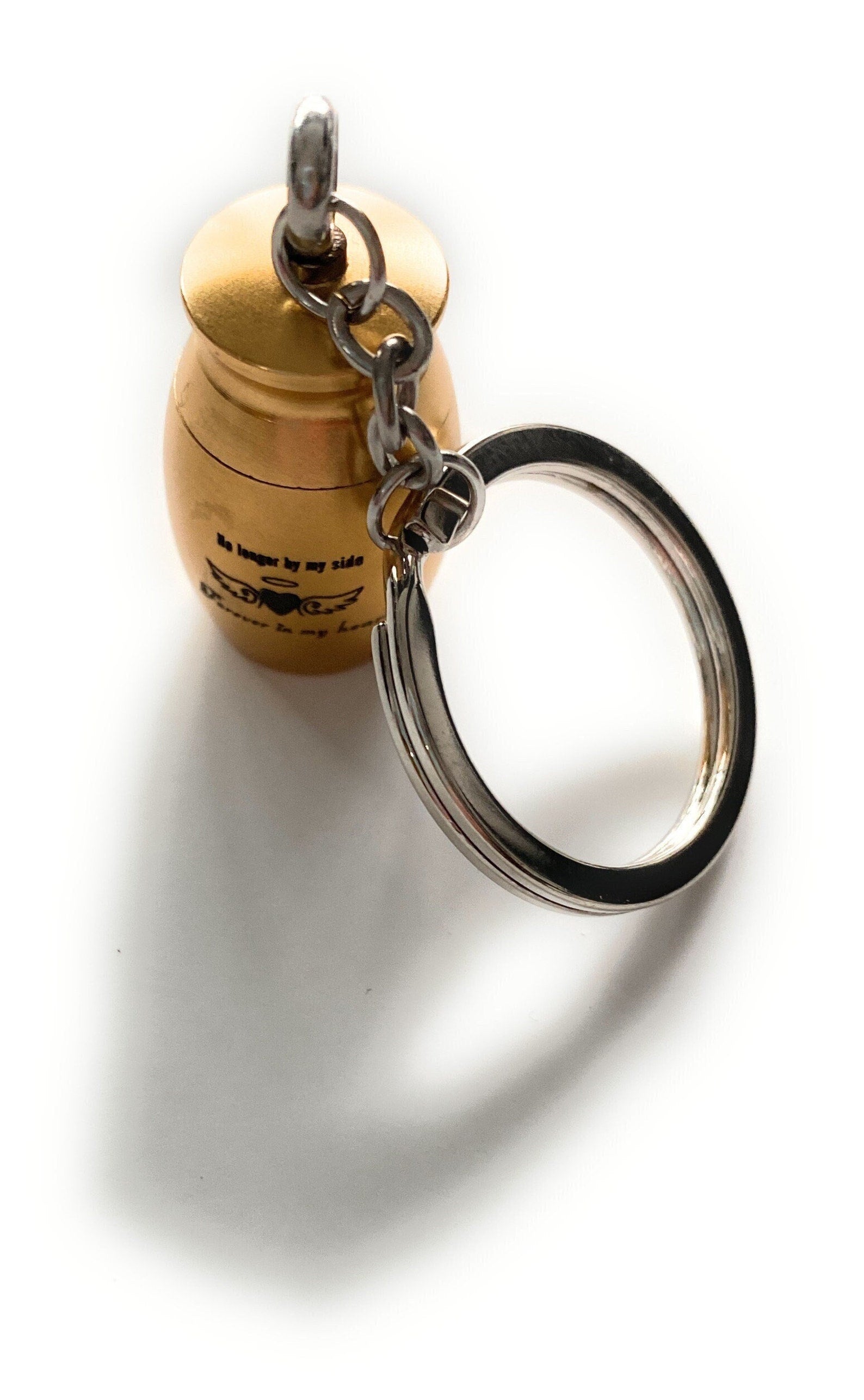 Mini capsule pendant charm key ring for screwing on to carry small items/powder etc. To-Go in gold