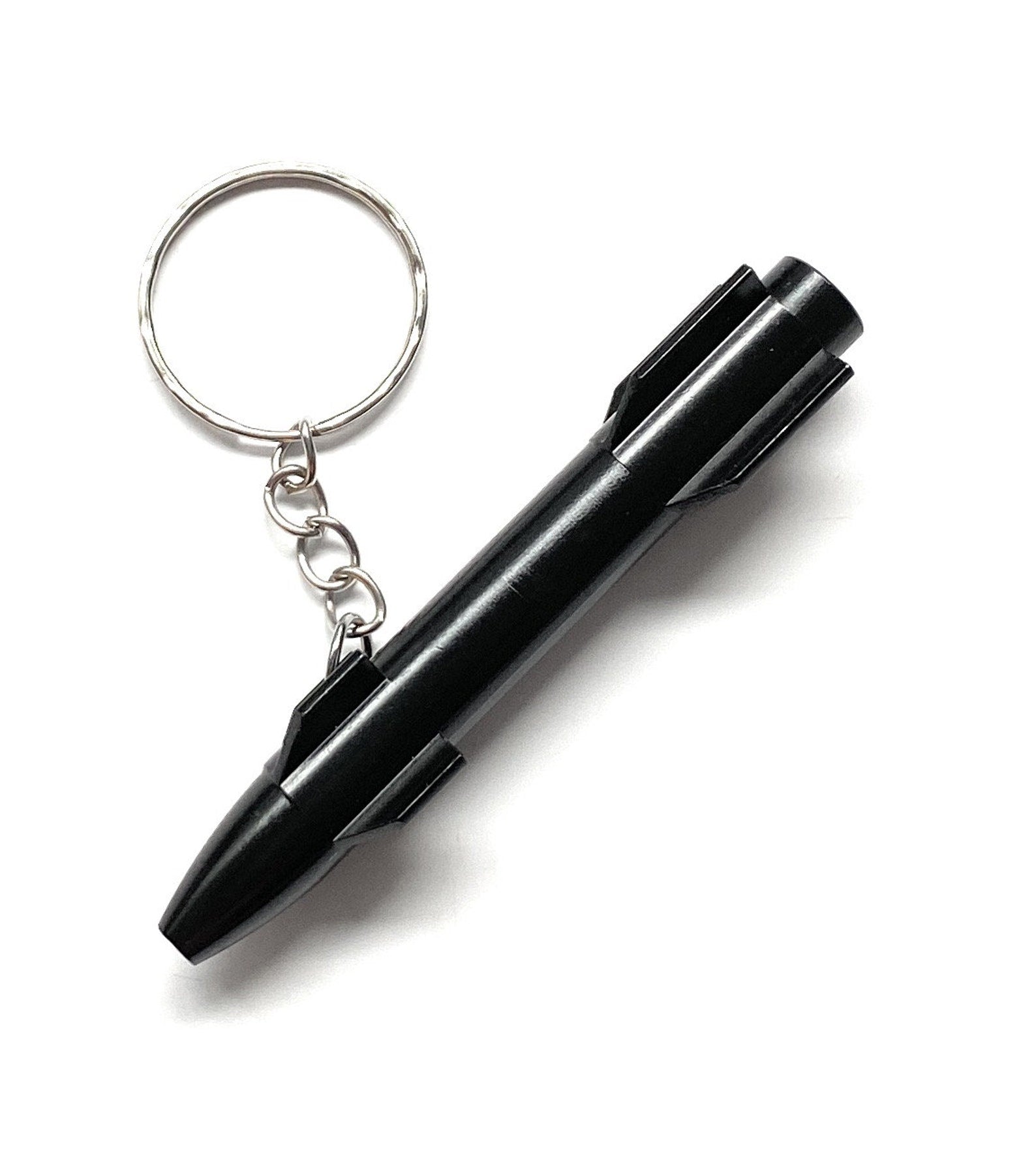 Aluminum Ziehröhrchen in rocket design with keychain - Black